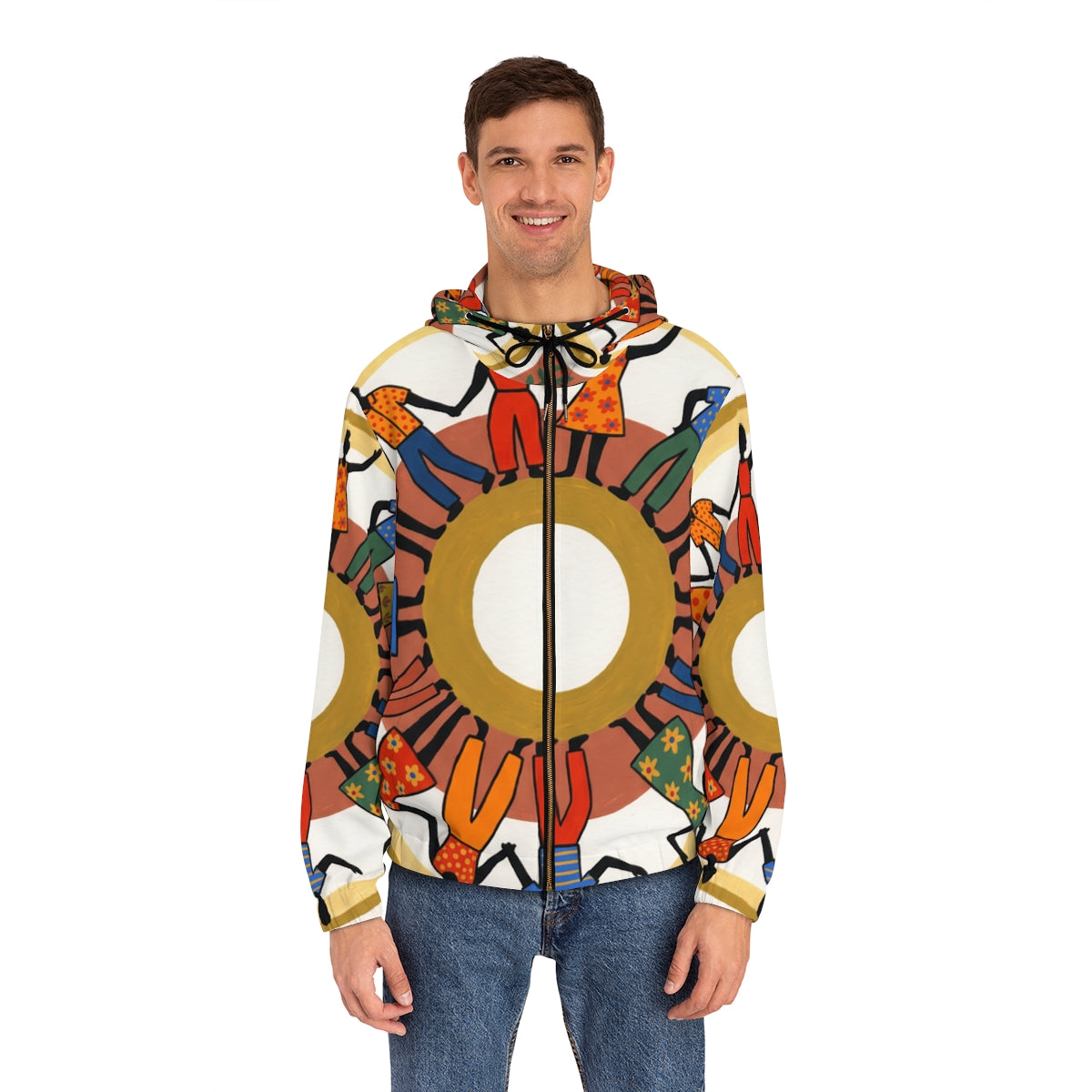 Men's Full-Zip Hoodie - Unity Mandala Folk Art | Echovira...