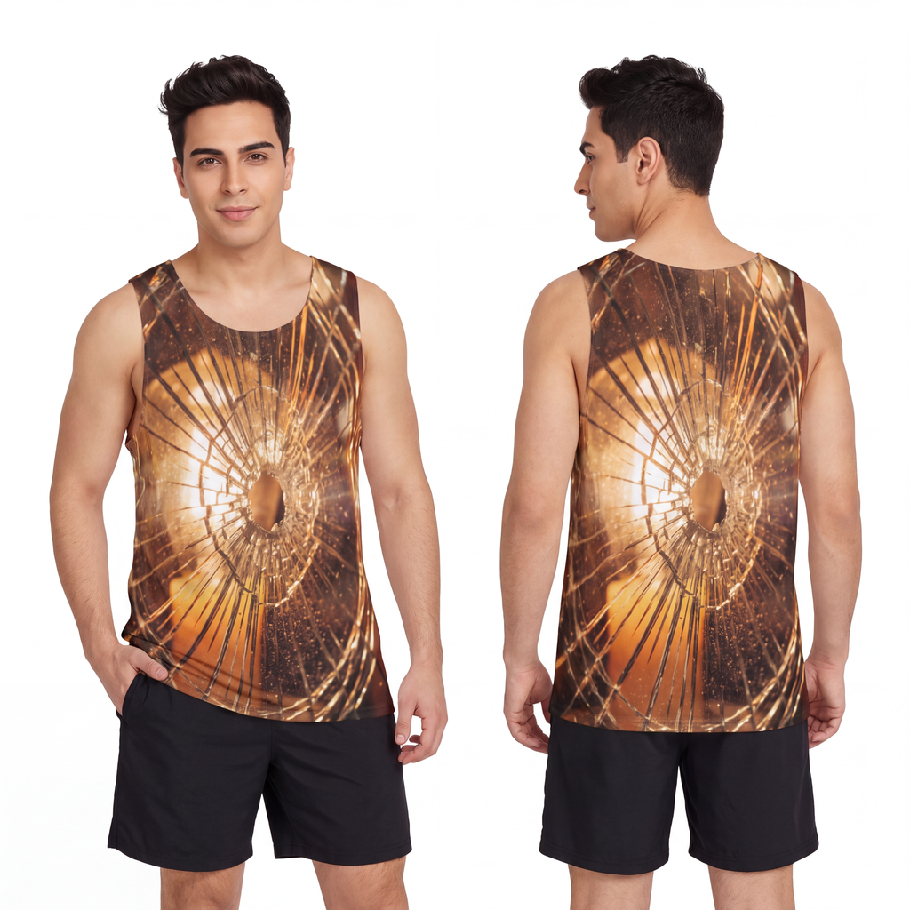 Men's Tank - Golden Fracture - Moody Broken Glass Art |...