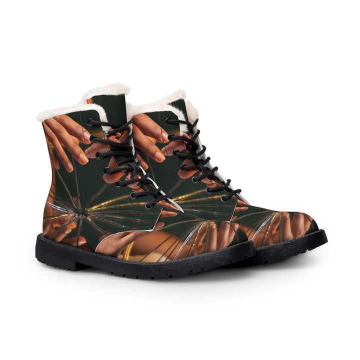 Bottes en cuir et fourrure pour femme - Ambre brisé