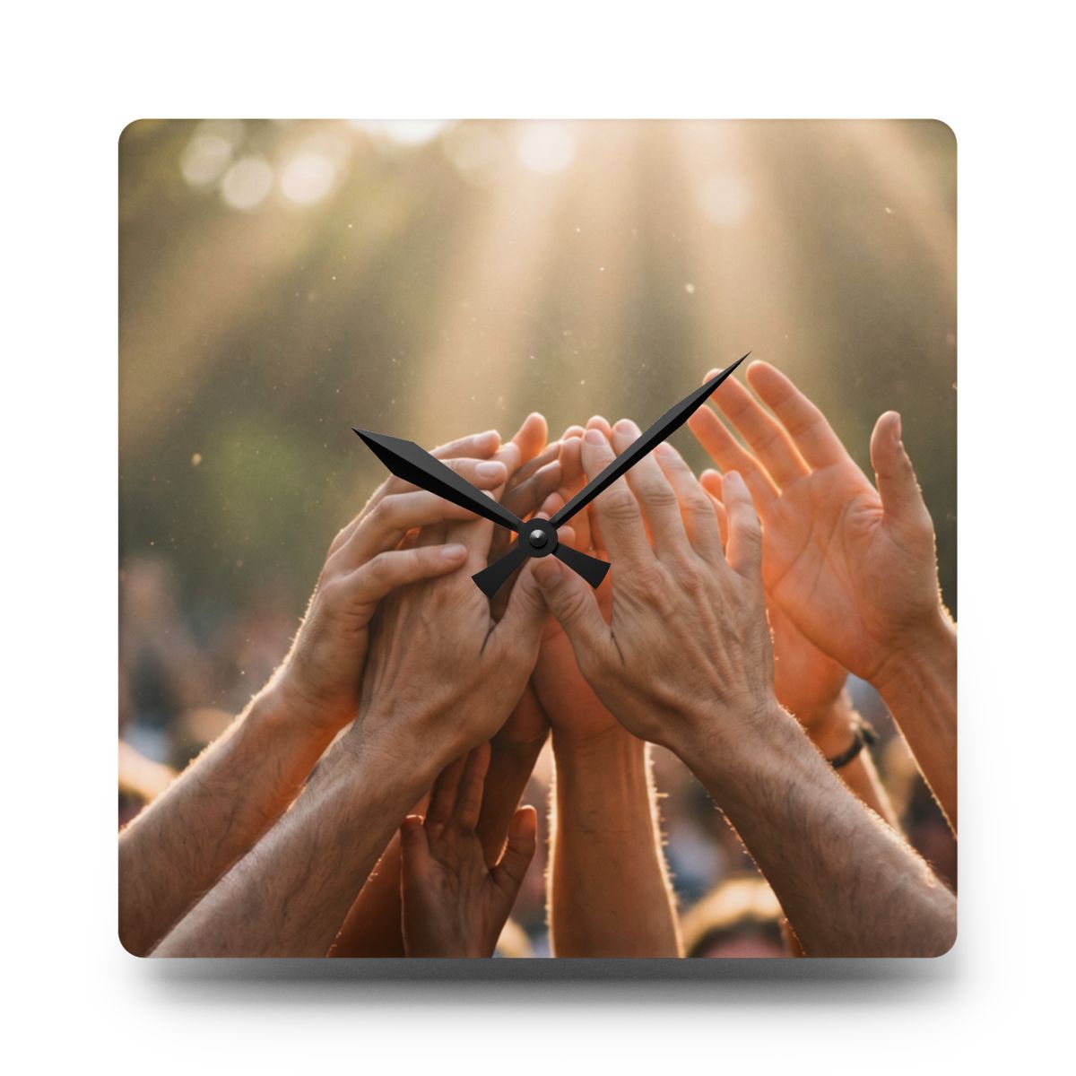 Acrylic Wall Clock - Golden Rays of Unity Wall Art |...