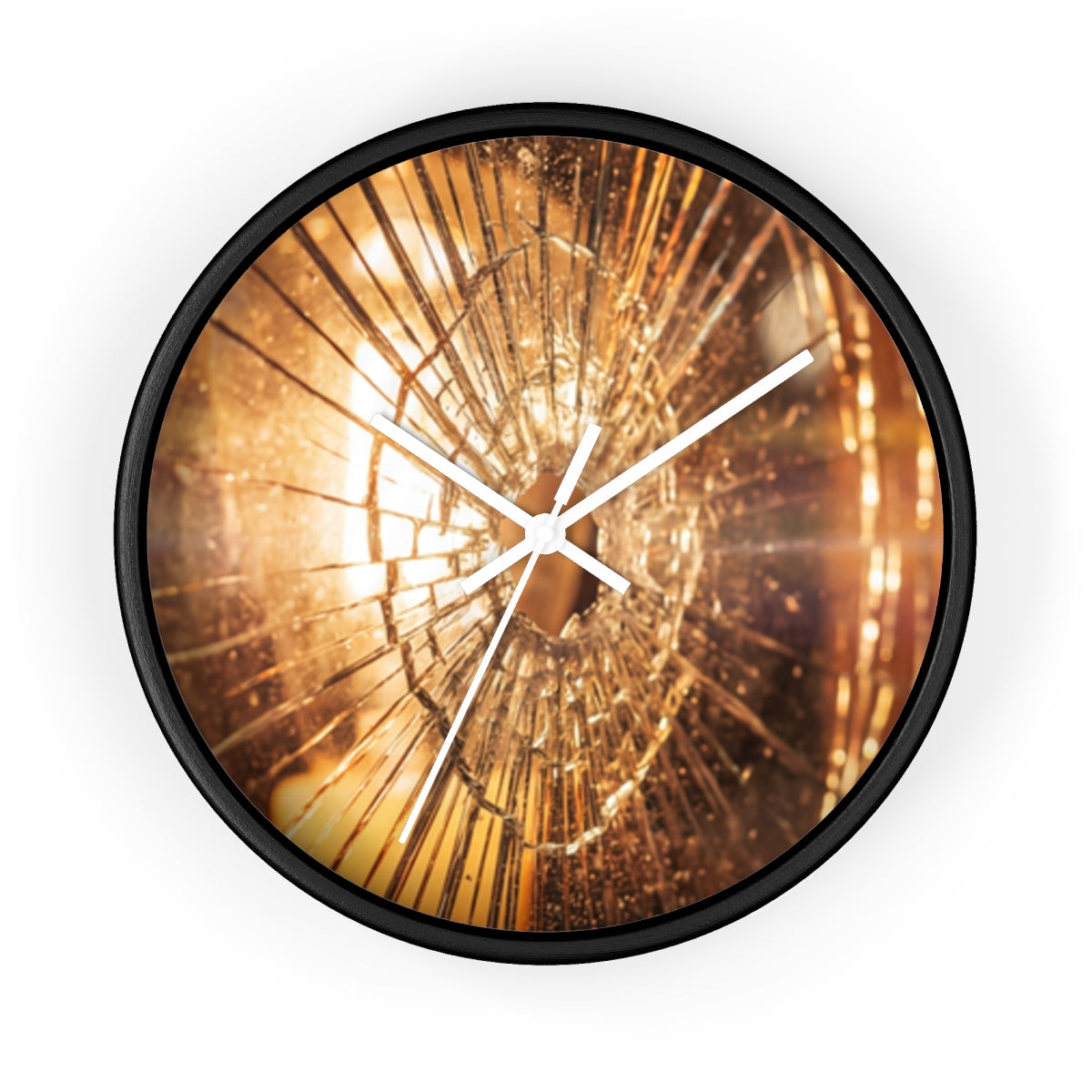 Wall Clock - Shattered Amber Glass Art | Echovira Gallery