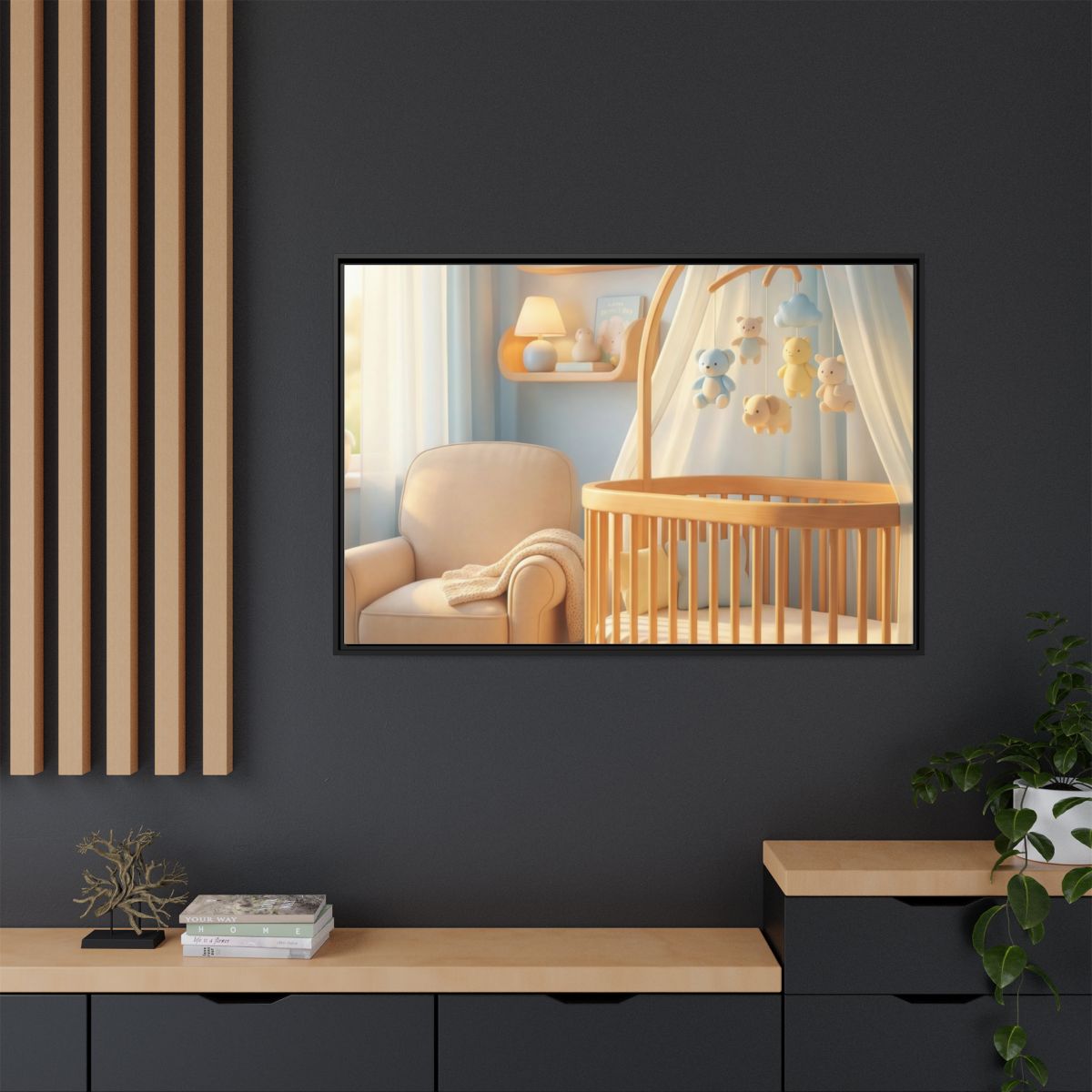 Matte Canvas, Framed - Dreamy Serene Nursery Art — Black /...