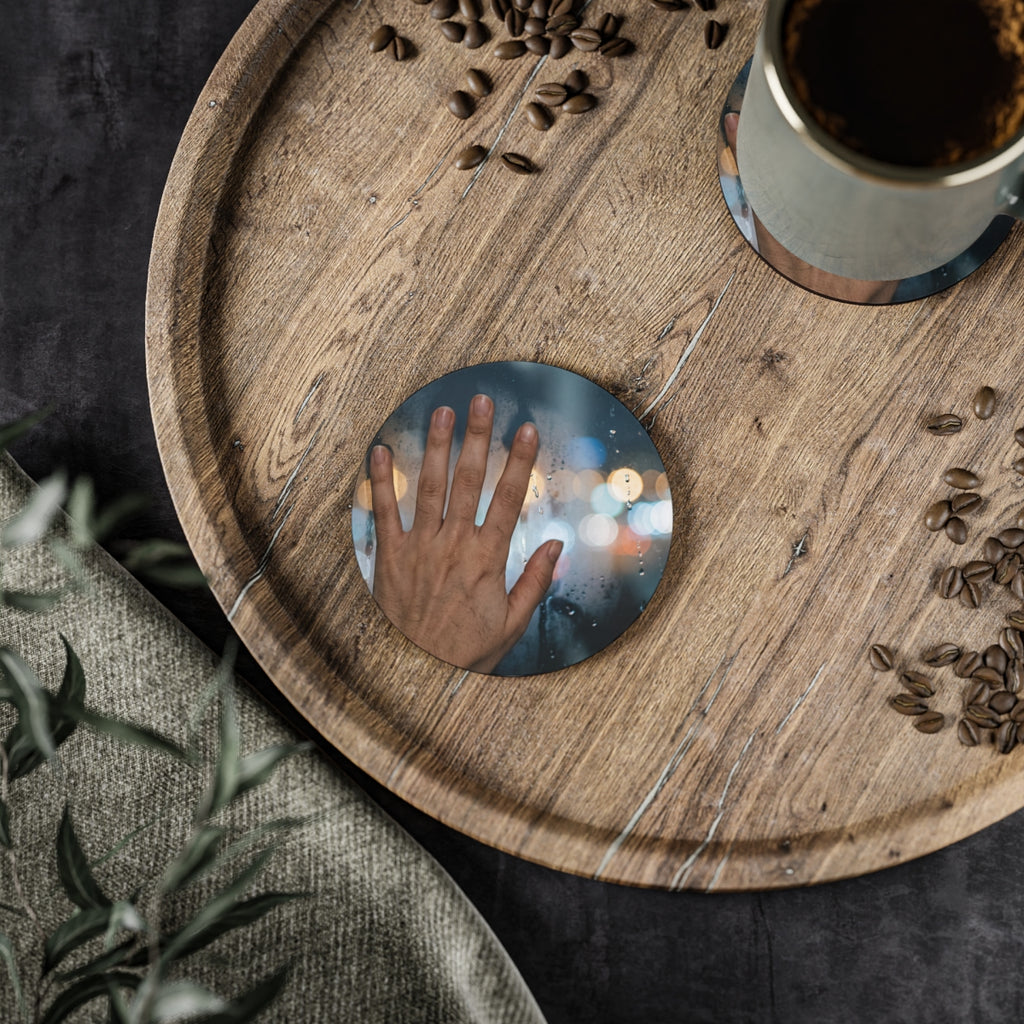 Rainy City Window Art Drink Coasters