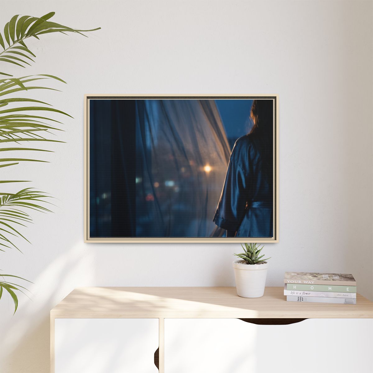 Matte Canvas, Framed - Nocturnal Solitude Silhouette —... |...