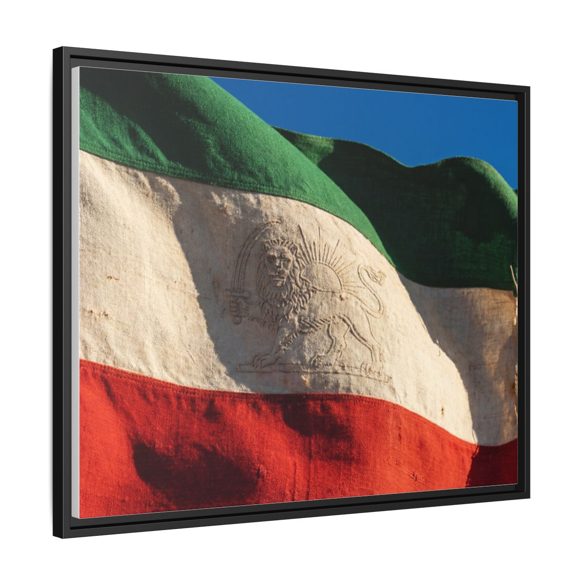 Framed Canvas Art - Distressed Flag — Black / 1.25"