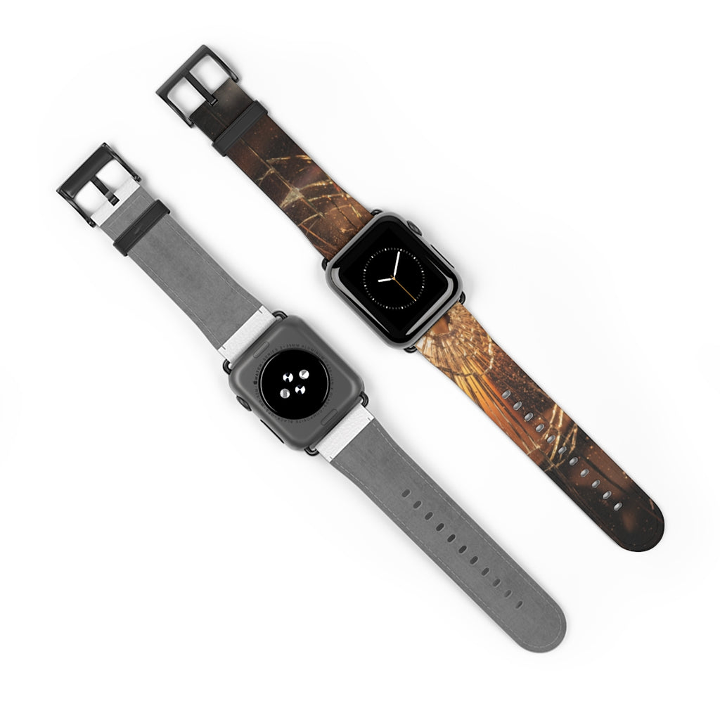 Apple Watch Band - Shattered Amber Glass Art - Golden Hour...