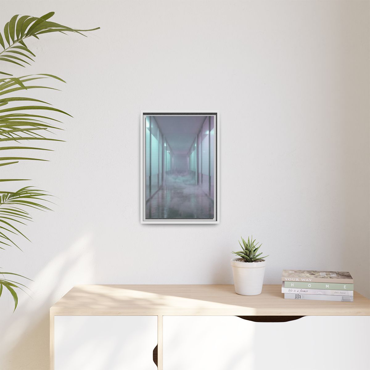 Matte Canvas, Framed - Liminal Corridor Fog Art Print —... |...