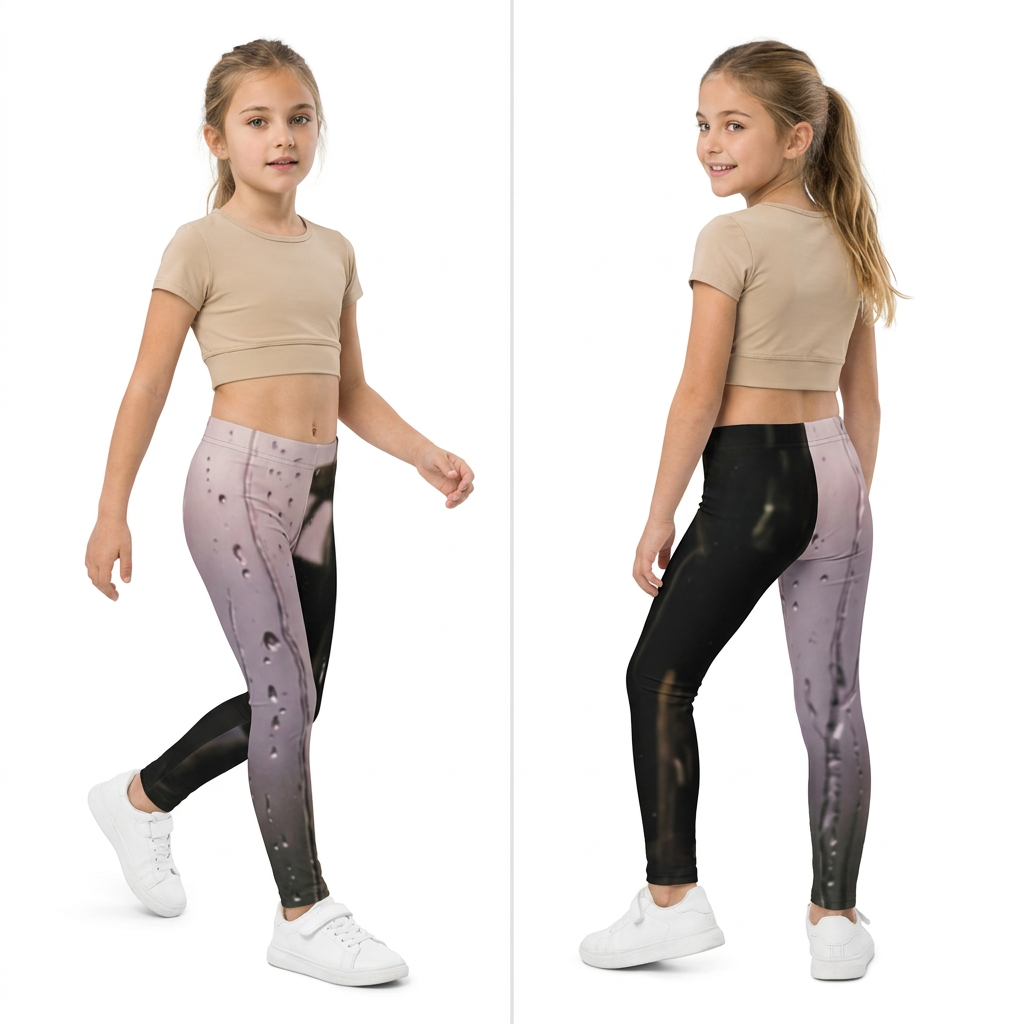 Kids Leggings with Rainy Rustic Barn Art