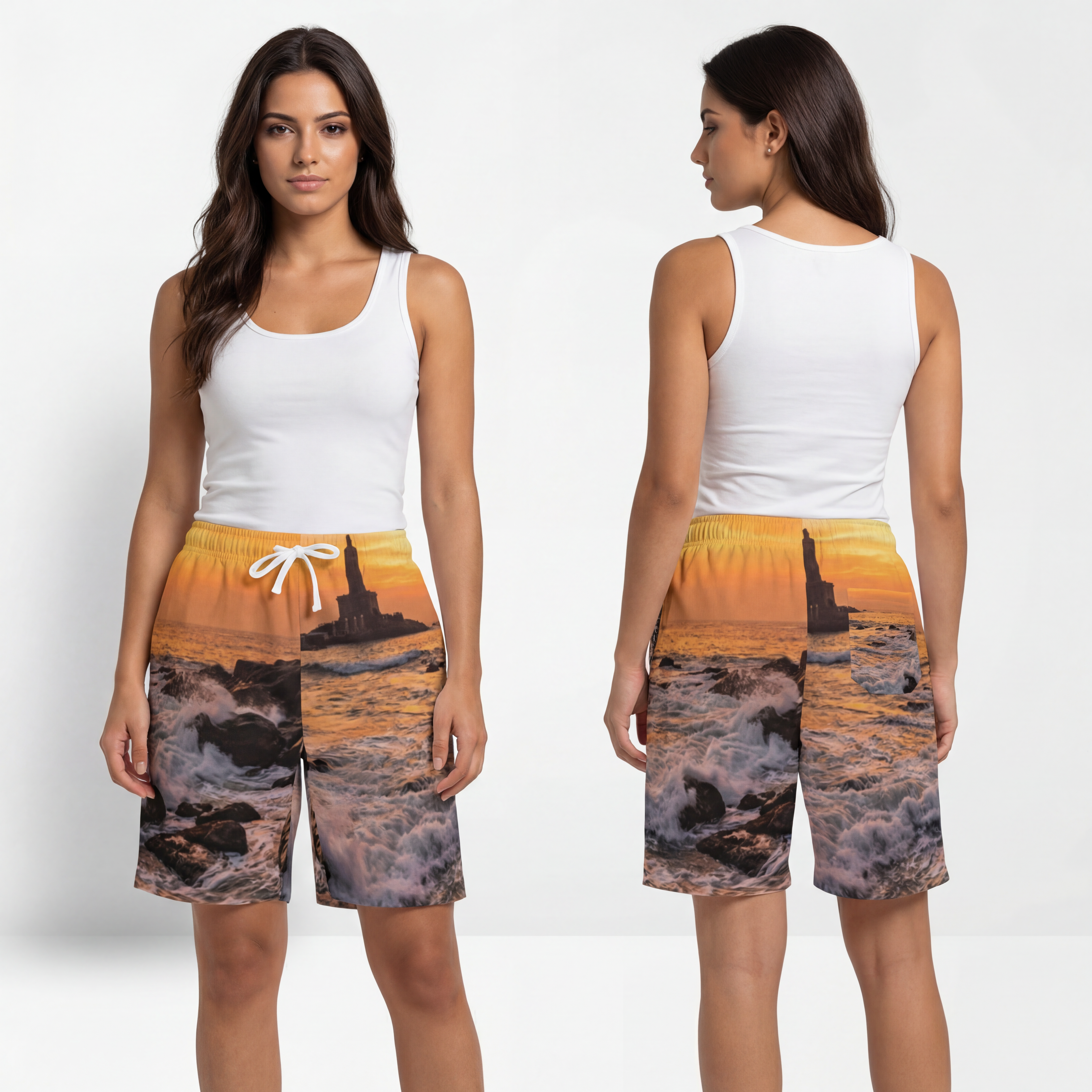Athletic Long Shorts - Majestic Sunrise