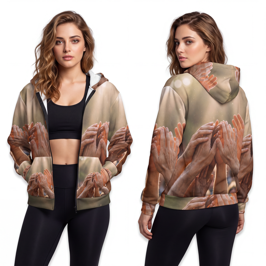 Unisex Zip Hoodie - Golden Rays of Unity Wall Art | Echovira...