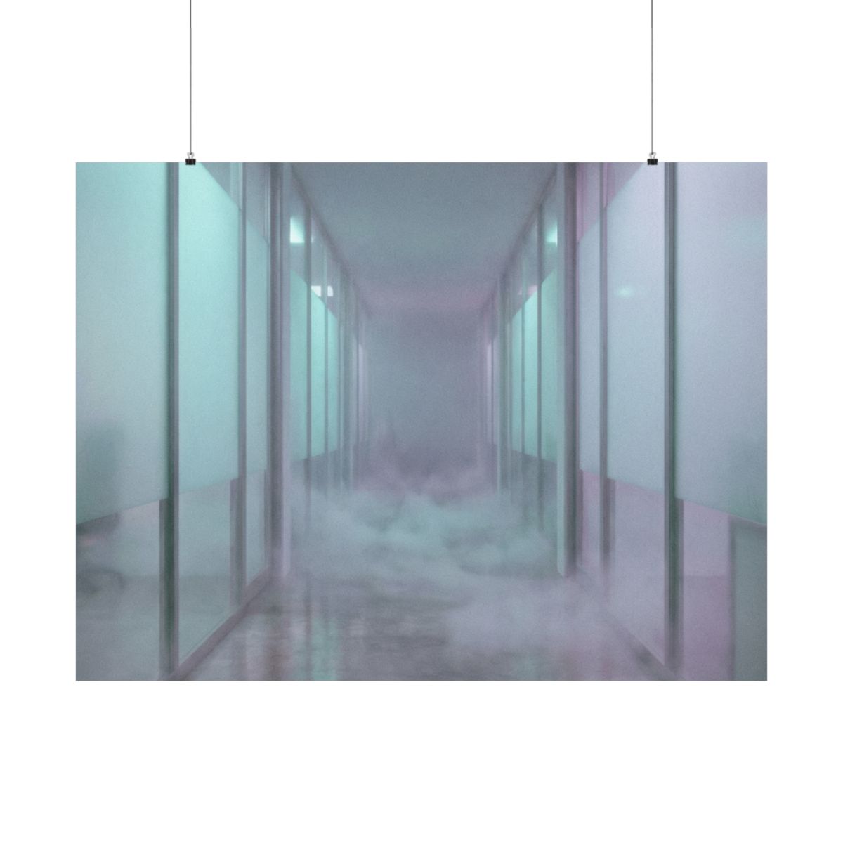 Matte Horizontal Posters - Liminal Corridor Fog Art Print......
