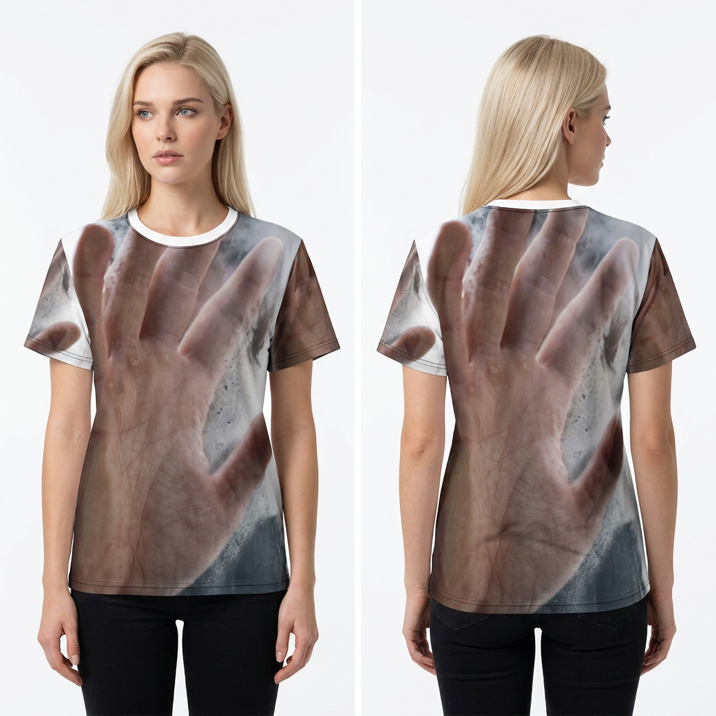 Unisex Cut and Sew Tee with Steamy Glass Art