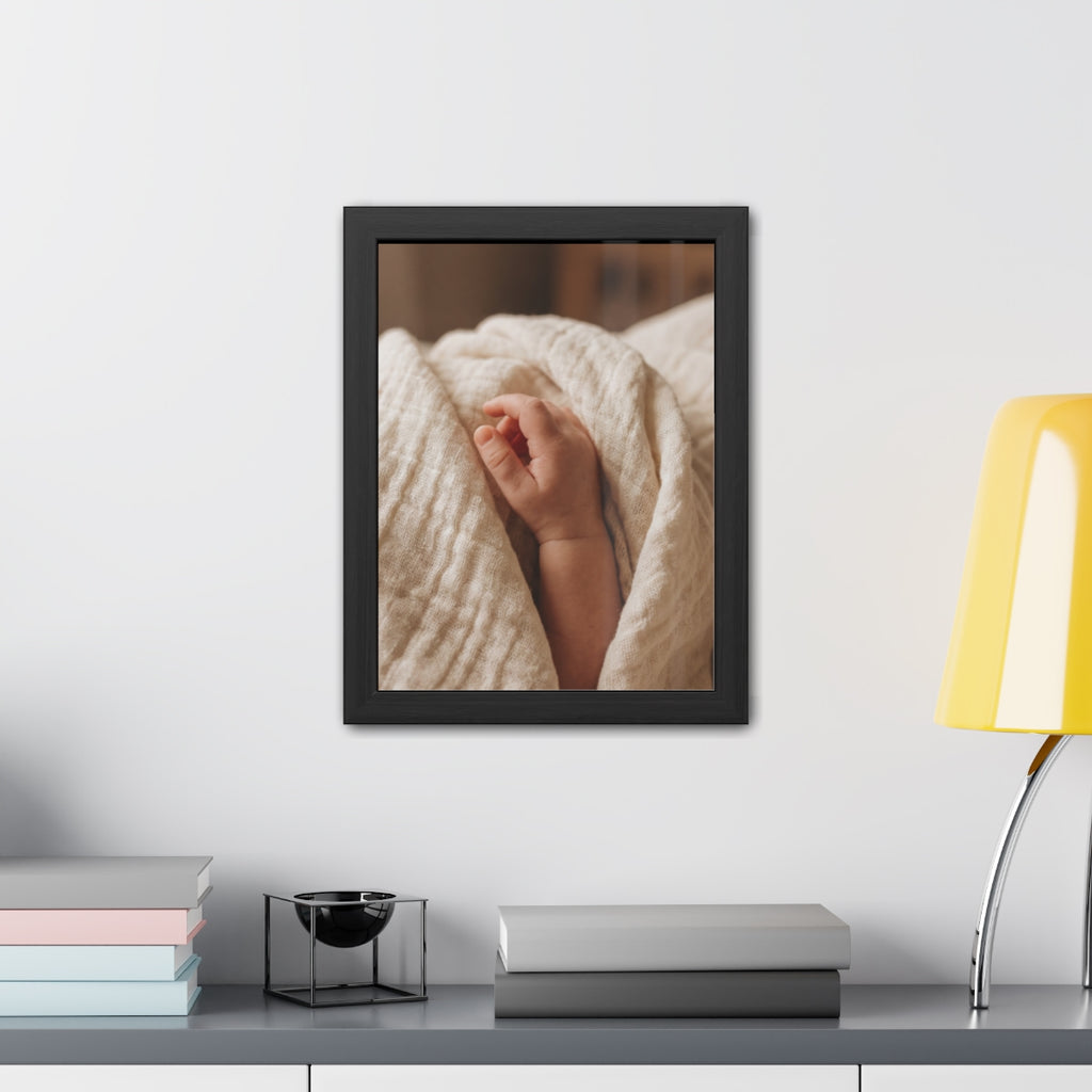 Framed Poster - Tender Newborn Hand (8×12, 9×11, 11×14... |...