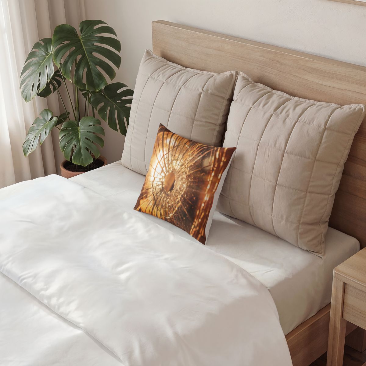Poly Velvet Pillow - Golden Fractures Cinematic Art - Moody...