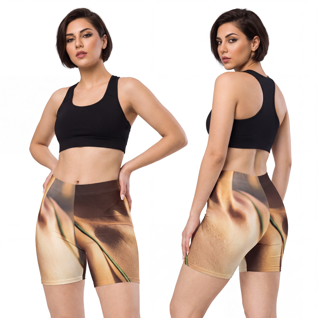 Women's Biker Shorts - Golden Hour - High Waisted Emerald |...