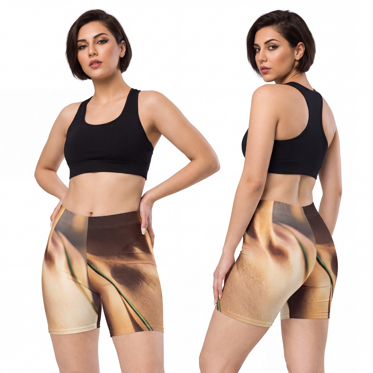 Women's Biker Shorts - Golden Hour - High Waisted Emerald |...