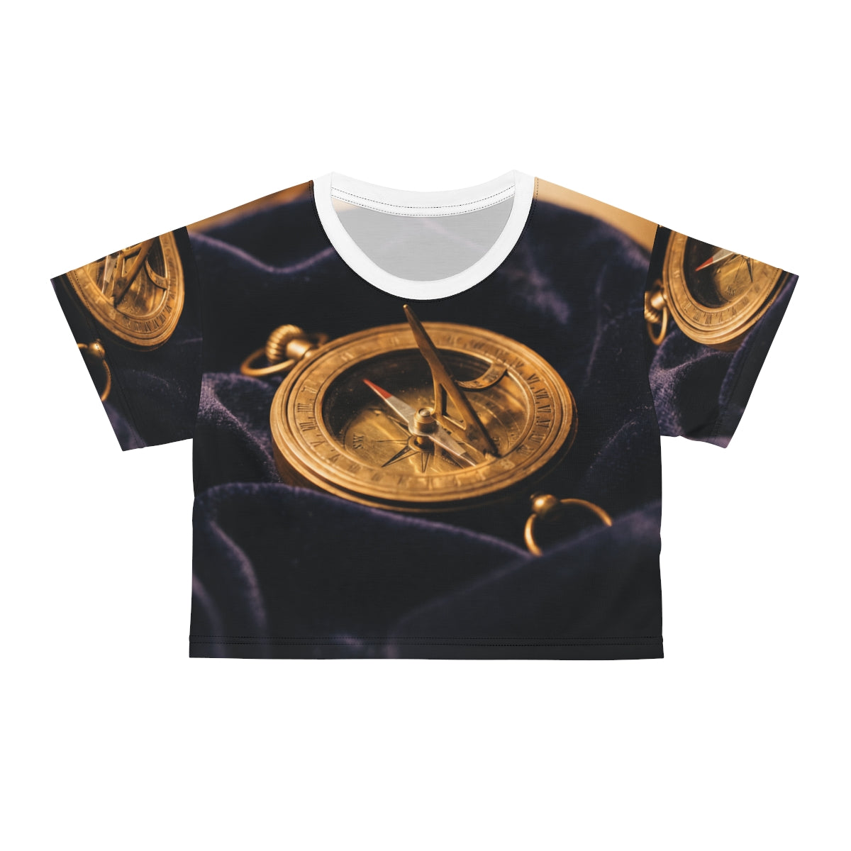 Vintage Brass Sundial Compass Crop Tee