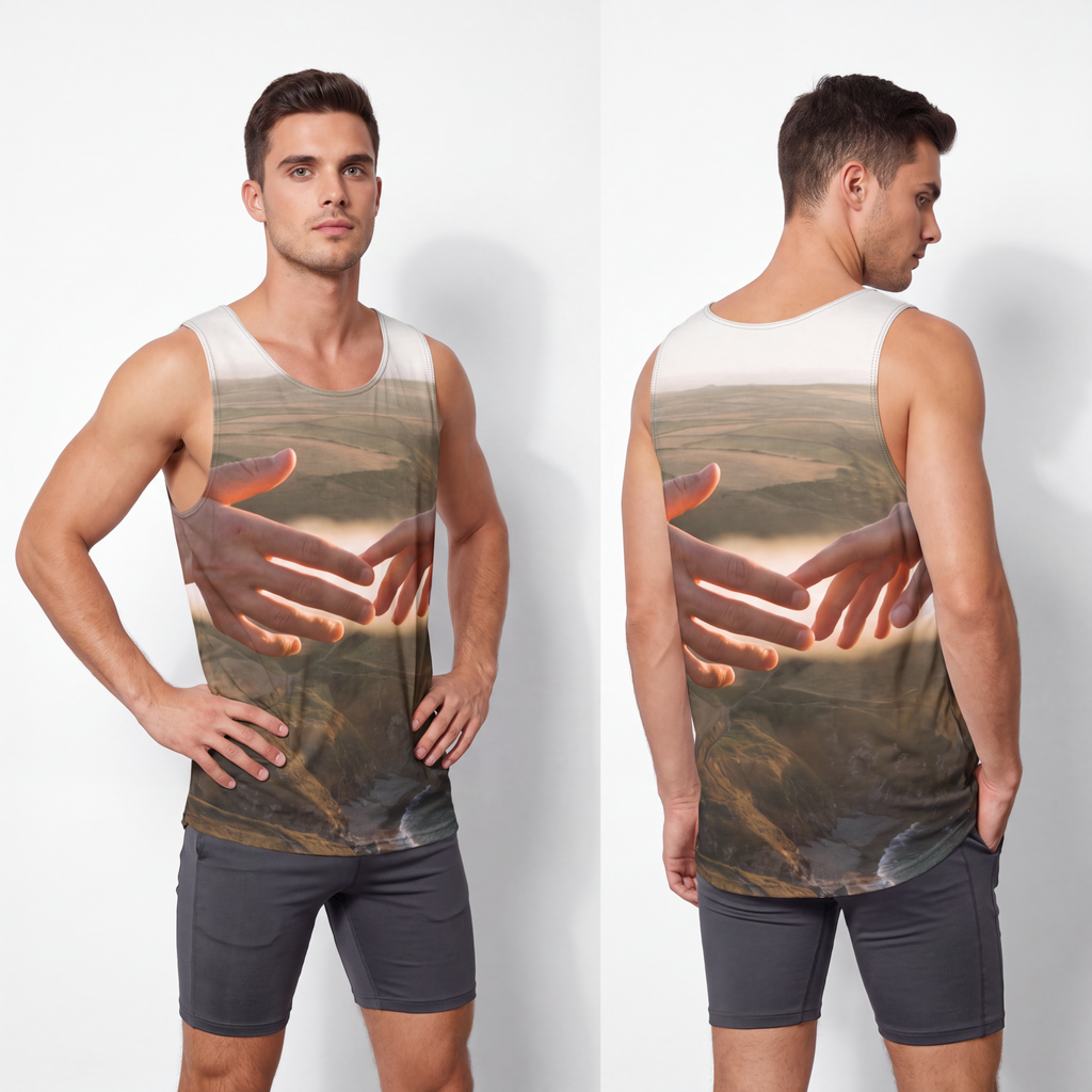 Men's Tank - The Infinite Touch | Ethereal Coastal Art |...