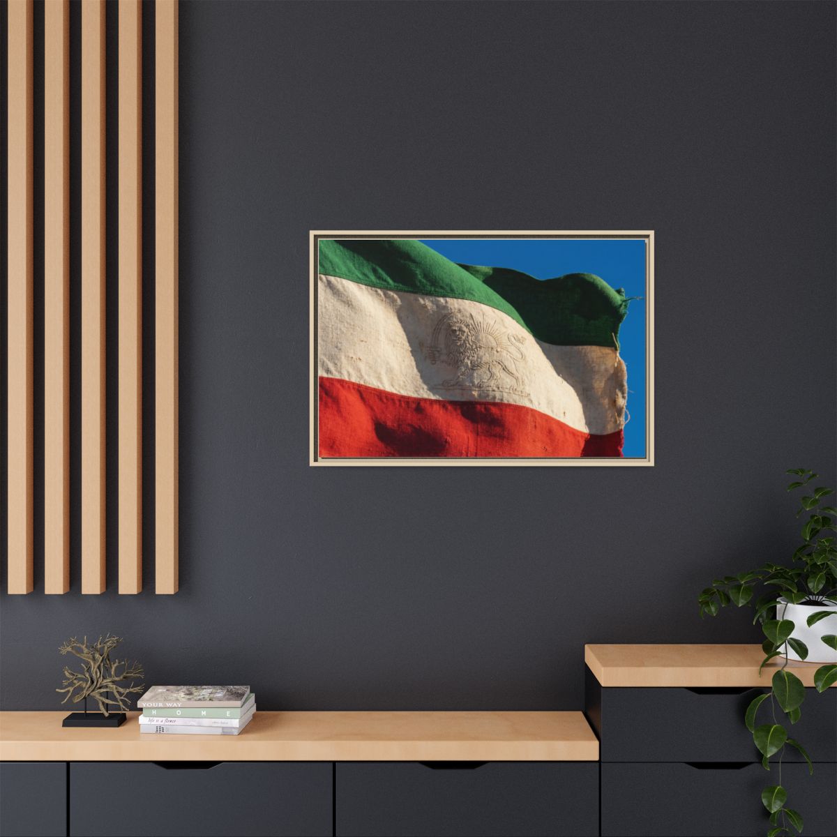 Framed Canvas Art - Distressed Flag — Natural / 1.25"
