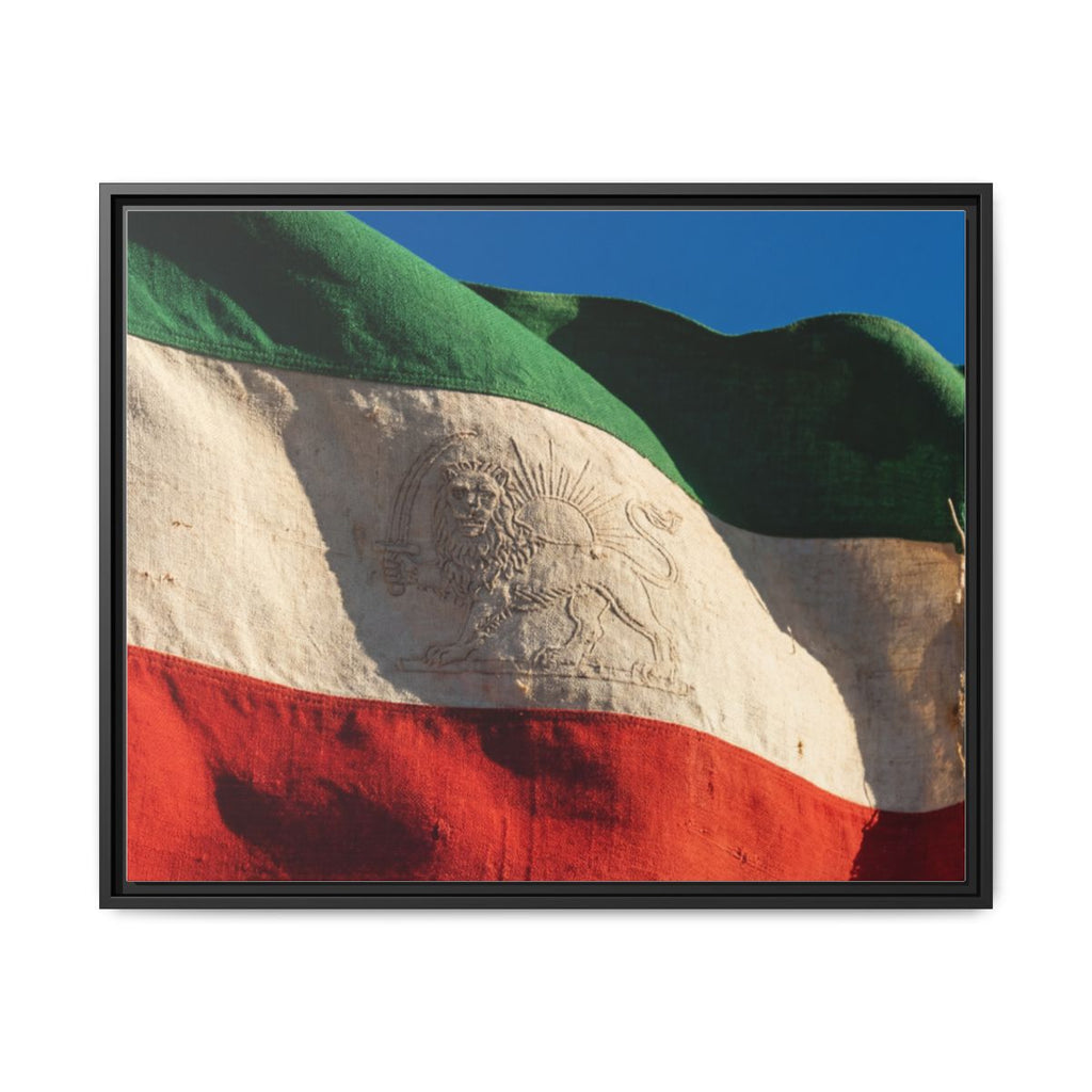 Framed Canvas Art - Distressed Flag — Black / 1.25"