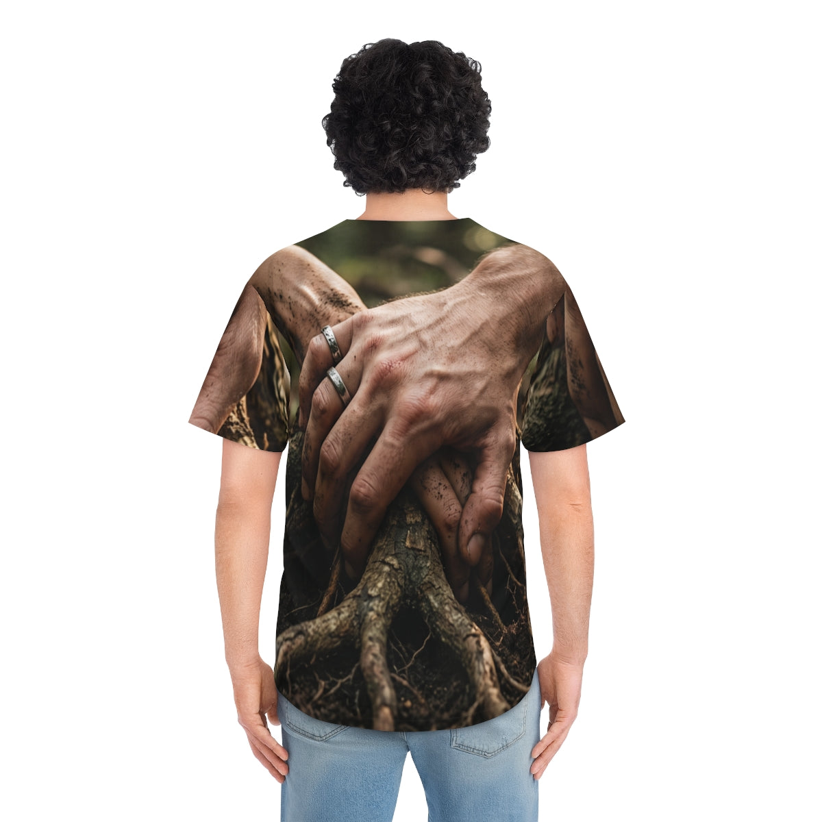 Men's Baseball Jersey Forest Roots Art