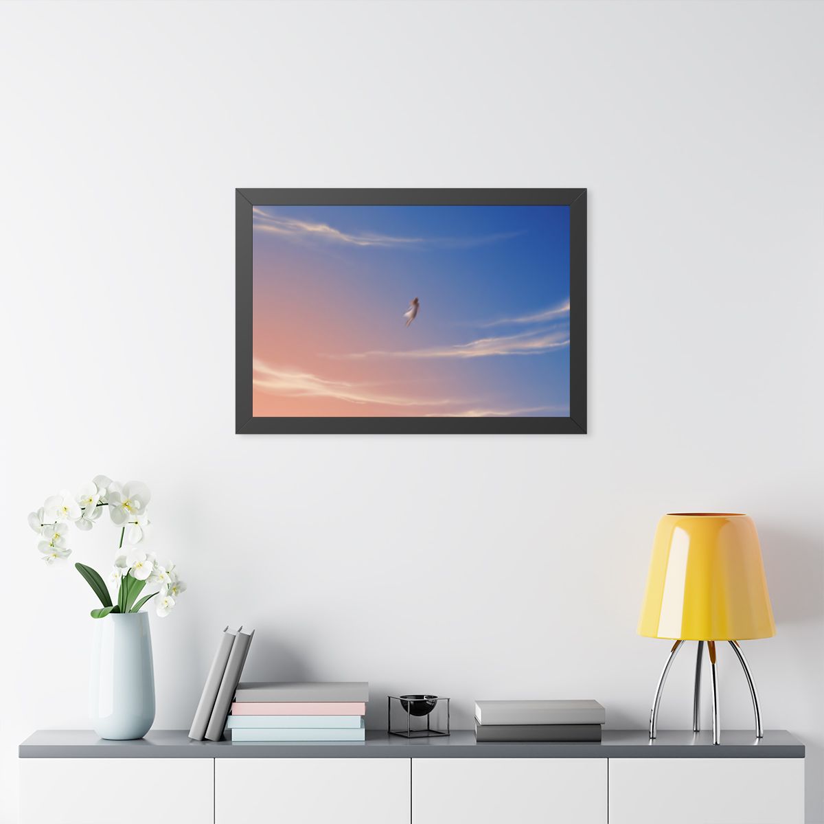 Framed Horizontal Poster - Horizon Sky Calm — Black (14×11...