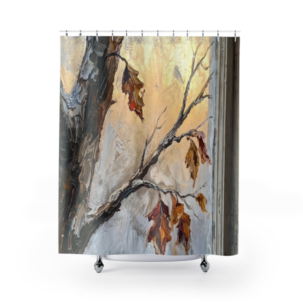 Shower Curtain - Frosted Cabin Window | Echovira Gallery