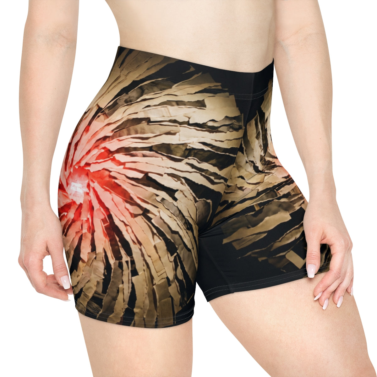 Women's Biker Shorts - Crimson Vortex Fit | Echovira Gallery