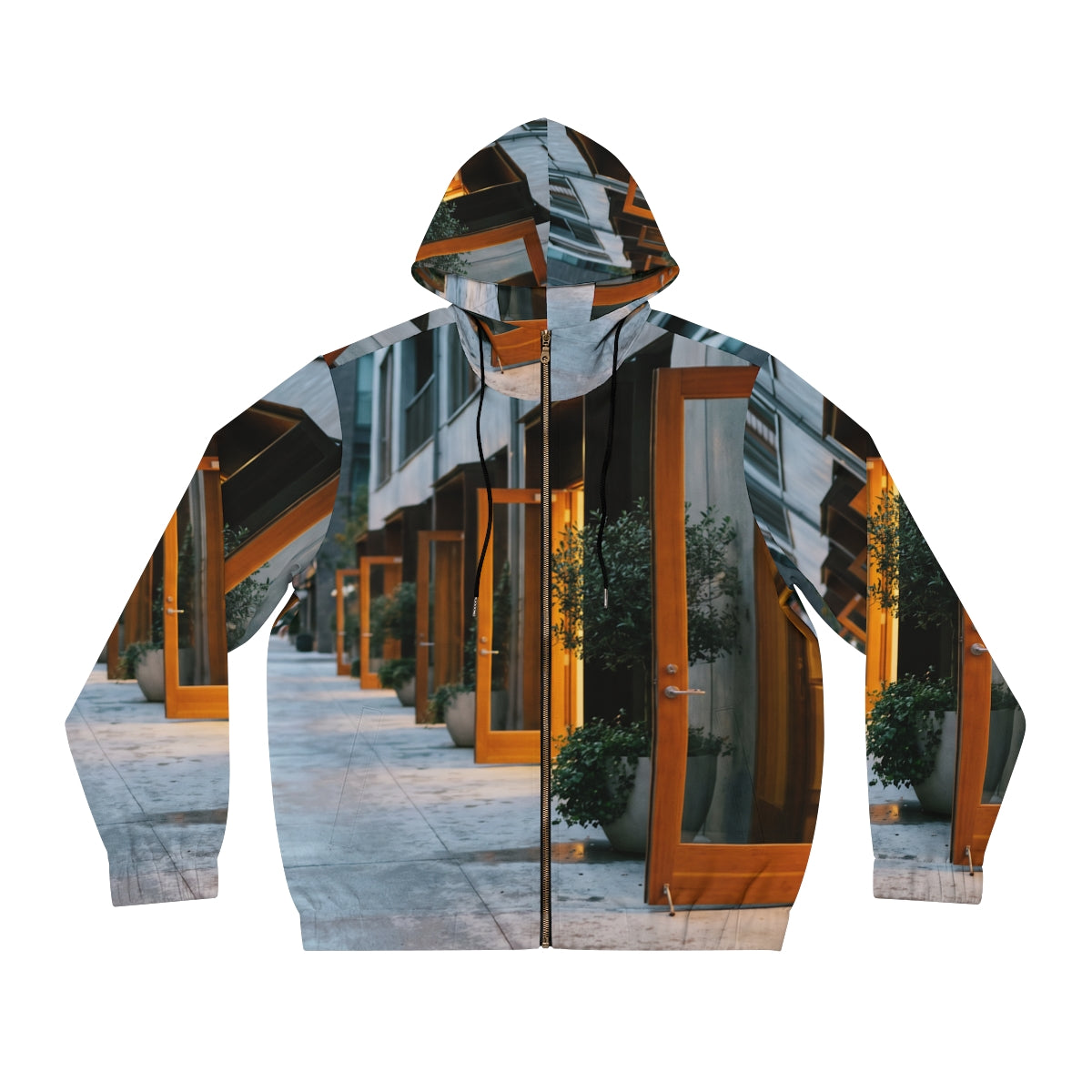 Men's Full-Zip Hoodie - Twilight Courtyard | Echovira...