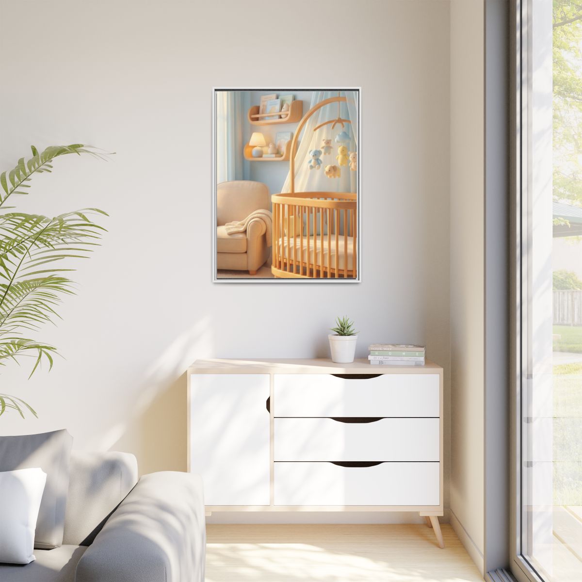 Matte Canvas, Framed - Dreamy Serene Nursery Art — White /...