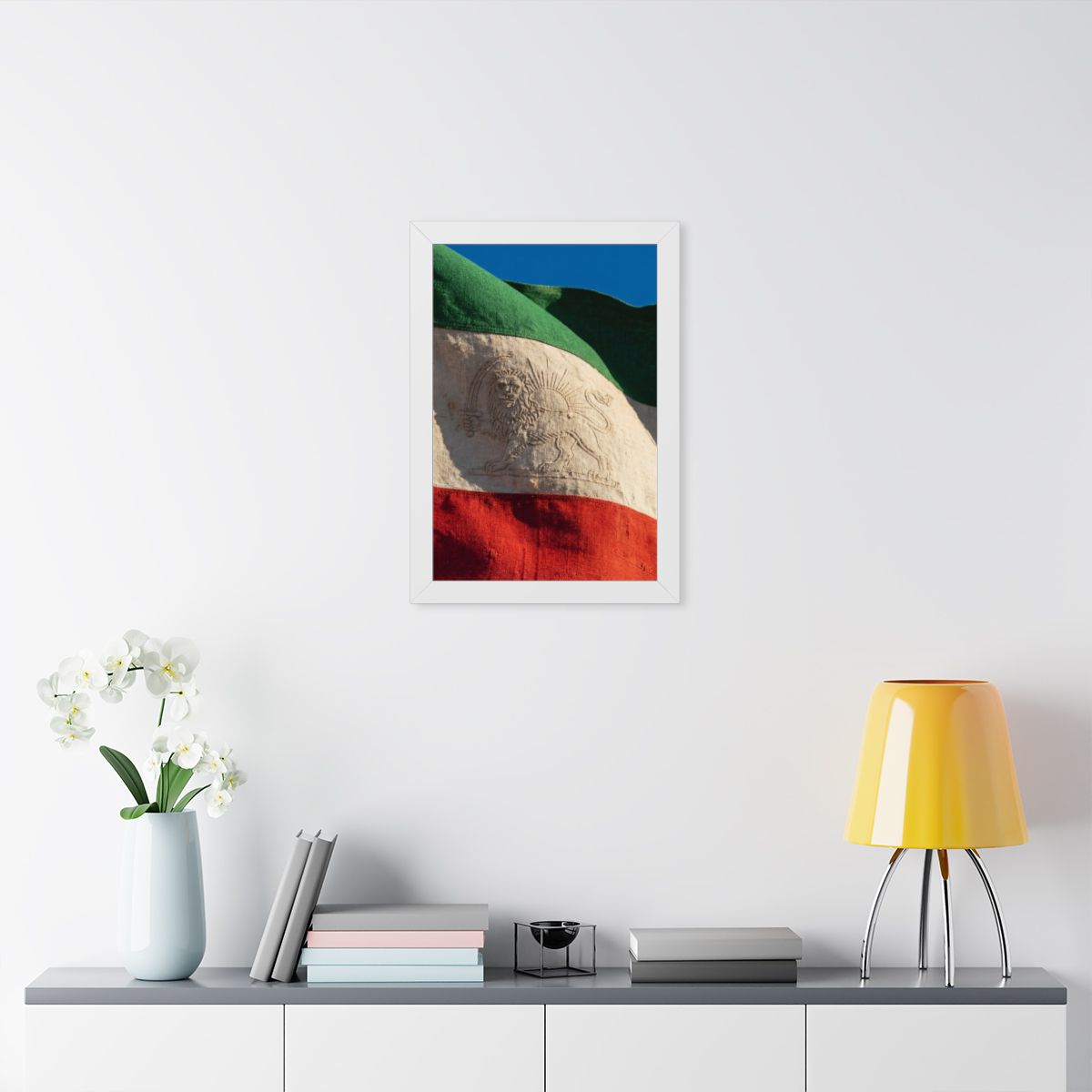 Framed Vertical Poster - Vintage Persian Lion and Sun Flag...