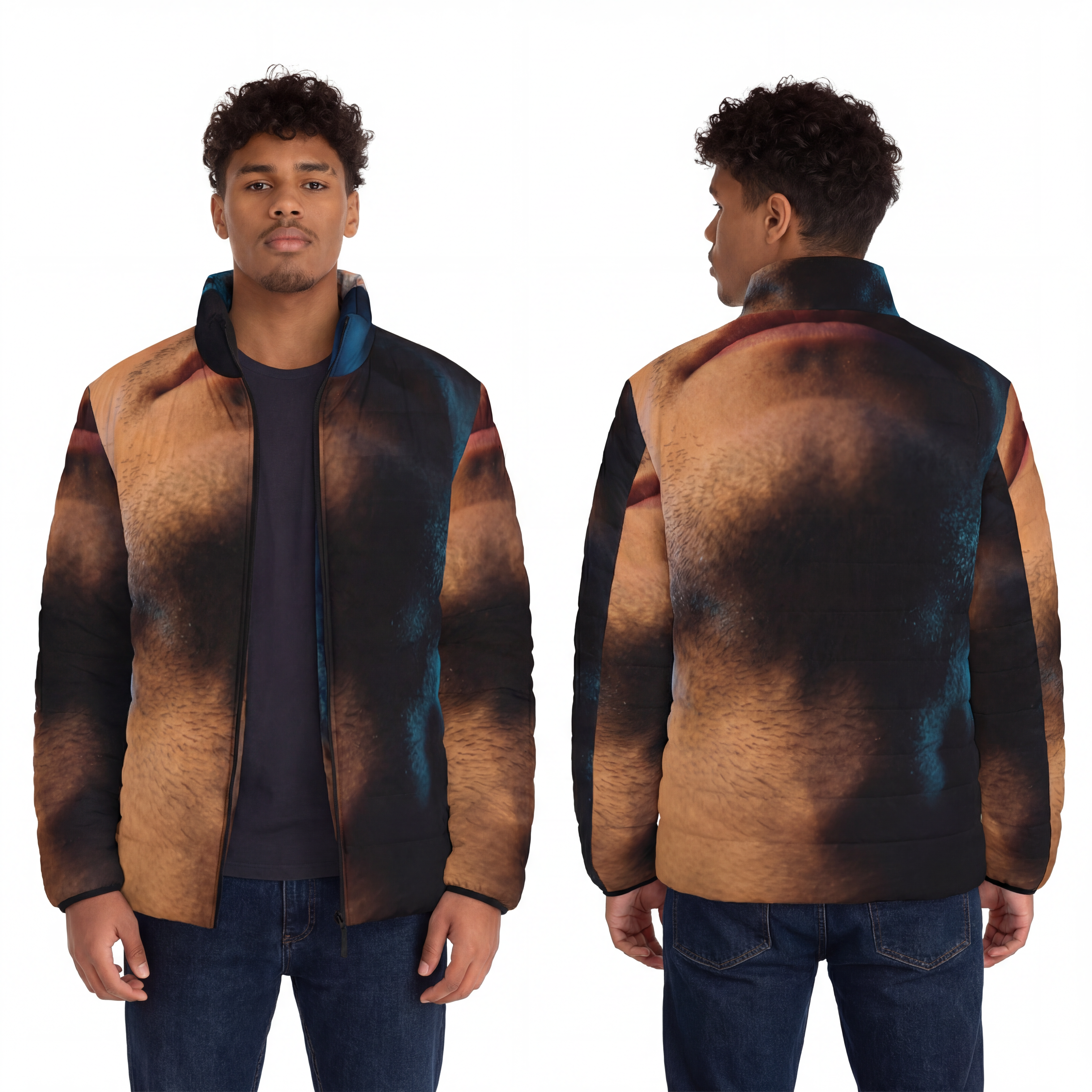 Men's Puffer Jacket - Urban Neon Glow
