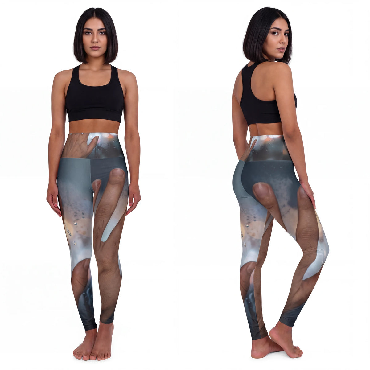 City Window Yoga Leggings with Amber Bokeh