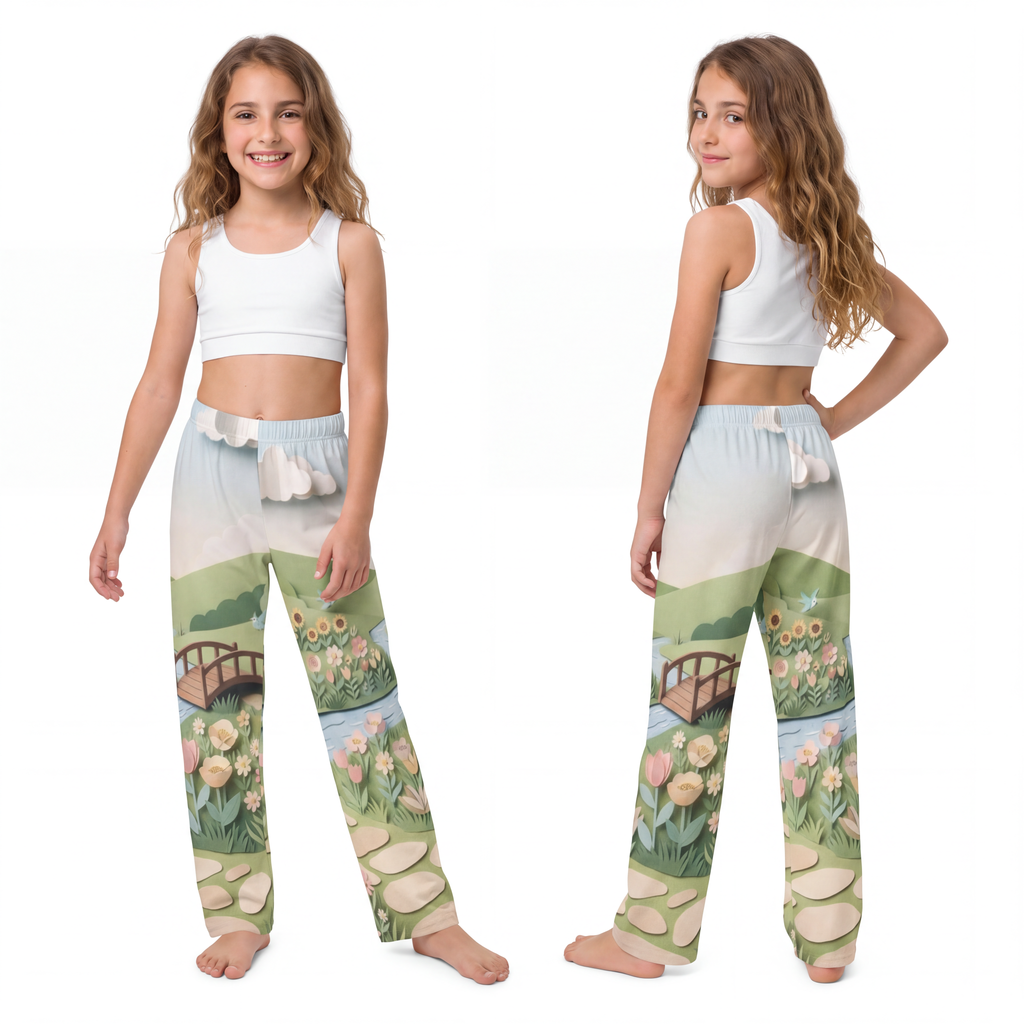 Kids Lounge Pants - Sunny Paper Meadow | Echovira Gallery