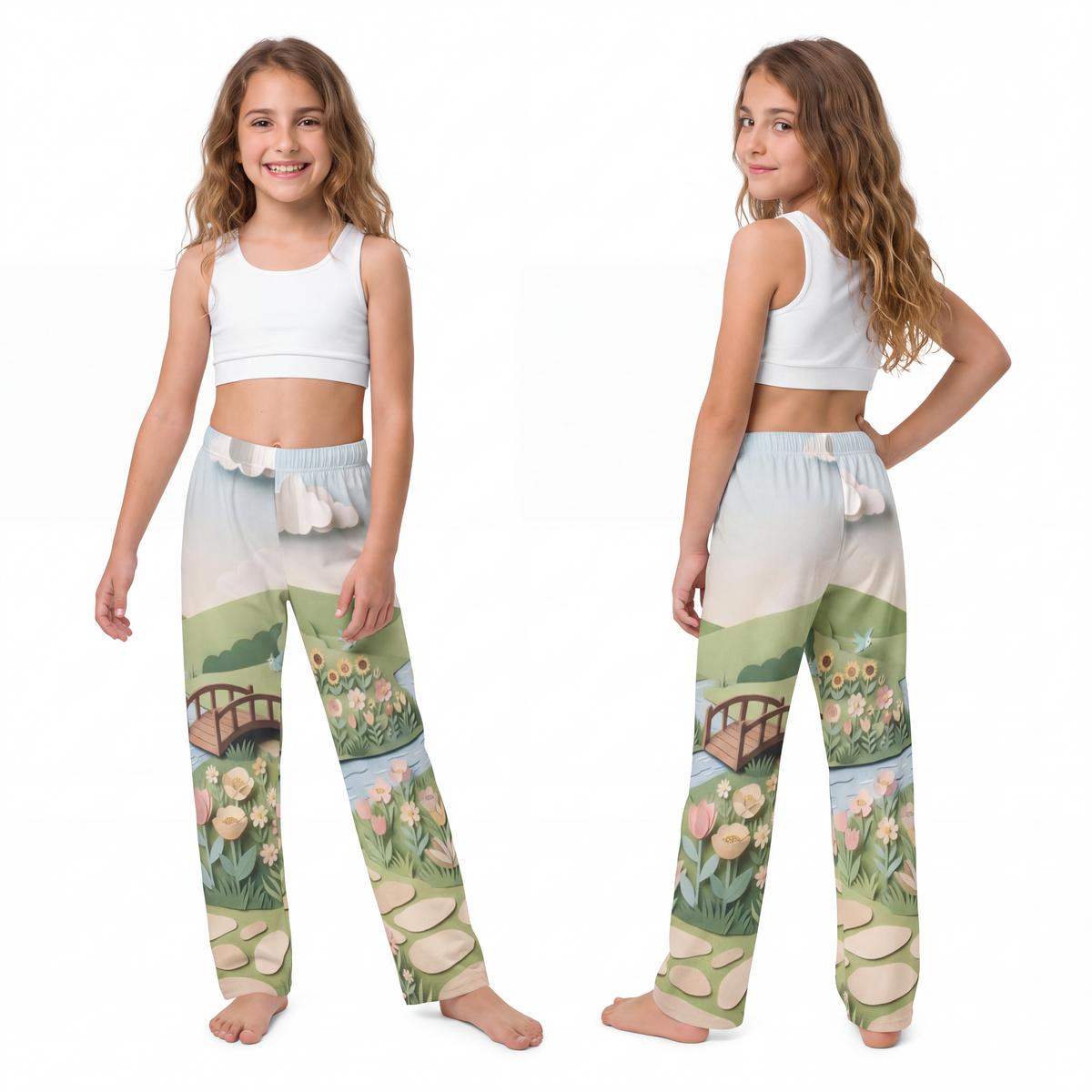 Kids Lounge Pants - Sunny Paper Meadow | Echovira Gallery