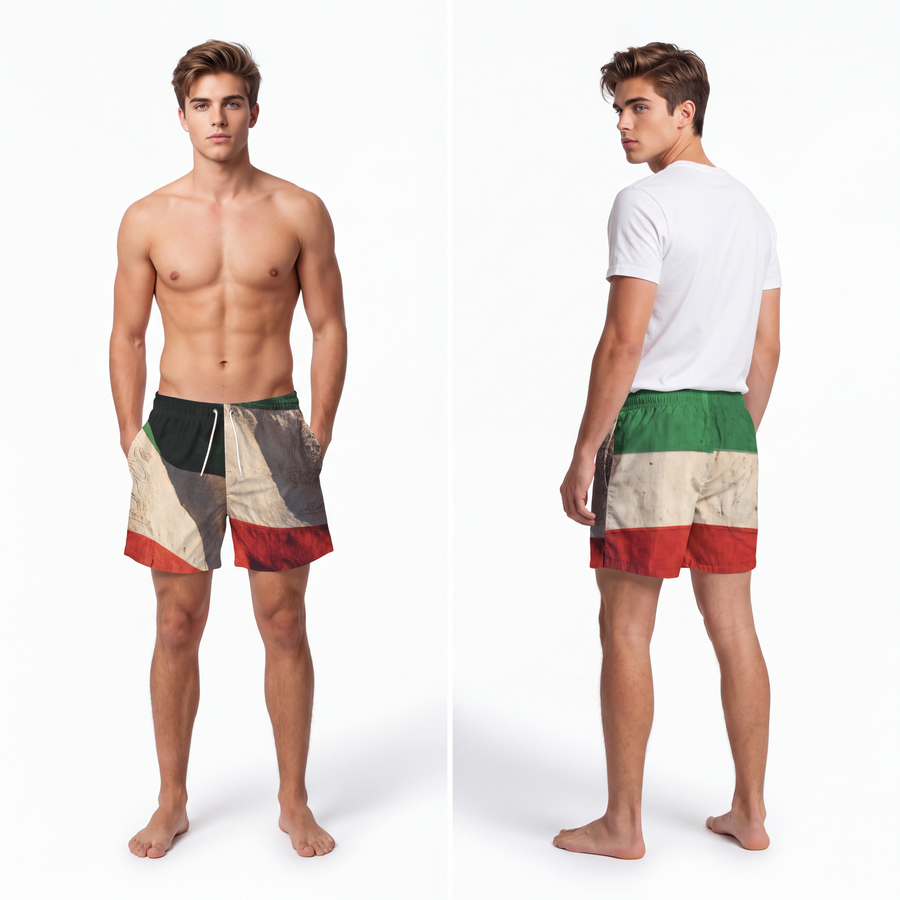 Swim Trunks - Vintage Persian Lion and Sun Flag Art