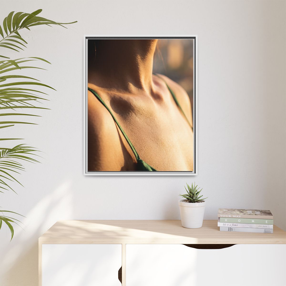 Golden Hour Matte Canvas - Framed Sunset Wall Art — White /...