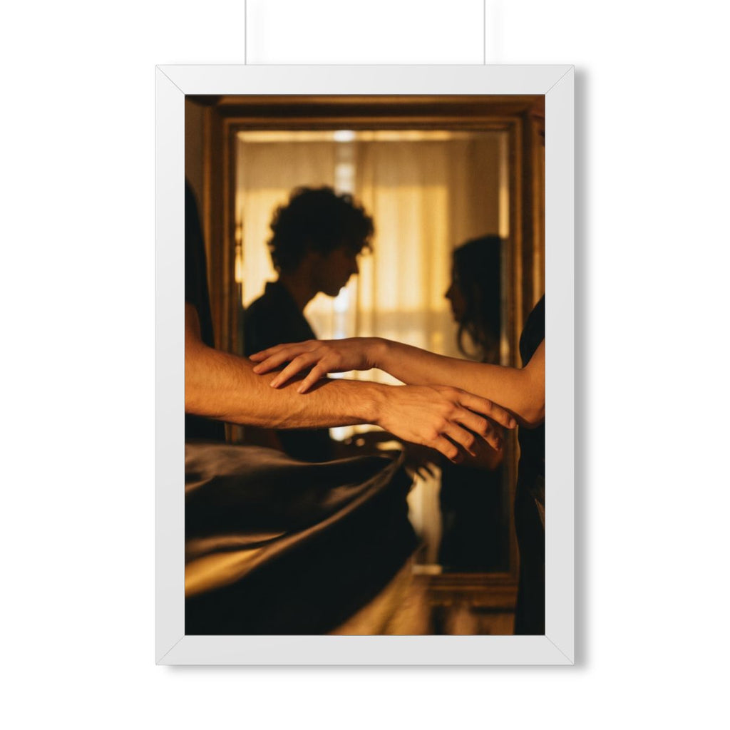 Framed Vertical Poster - Shadowed Silhouettes Romantic Art...