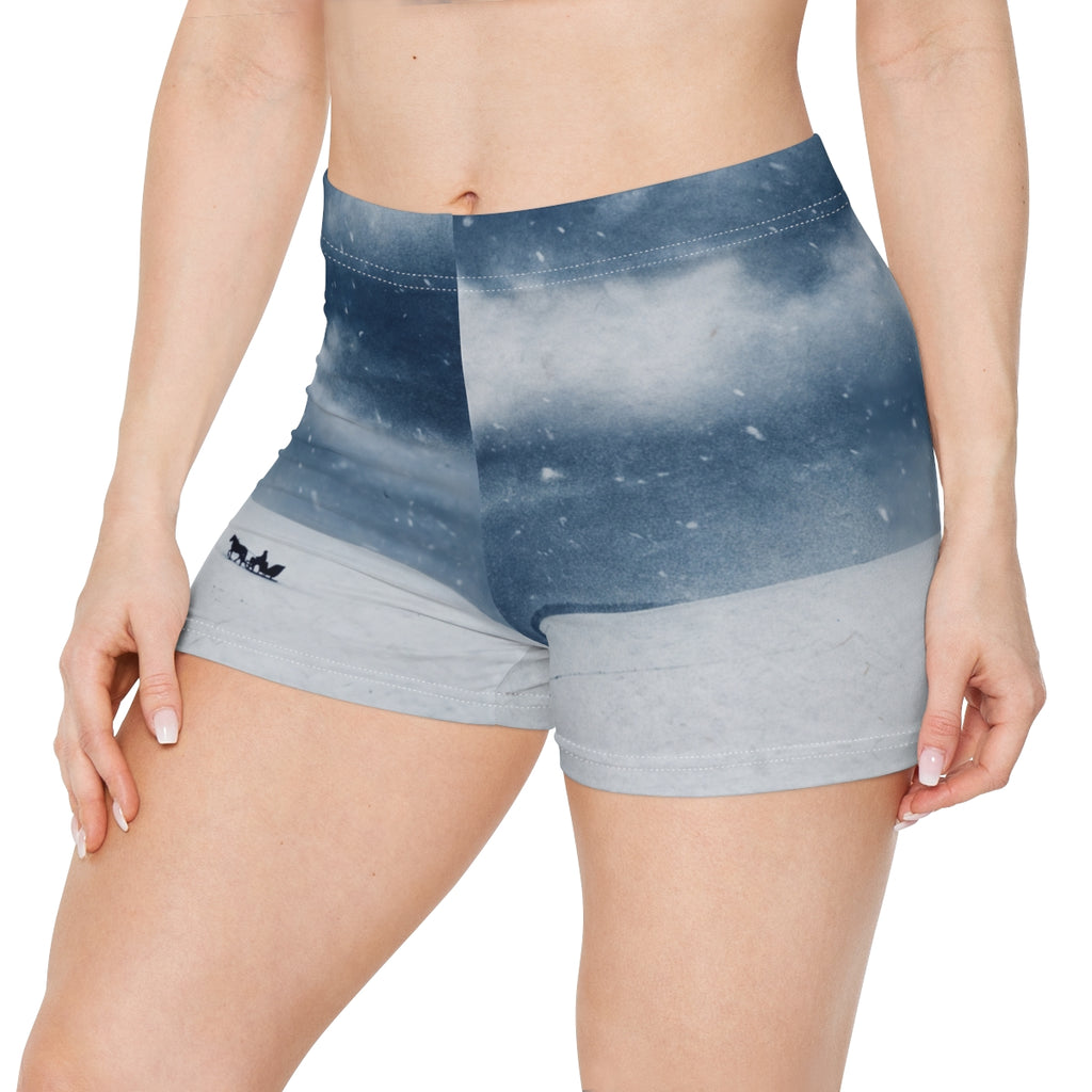 Women's Shorts with Winter Landscape Artwork