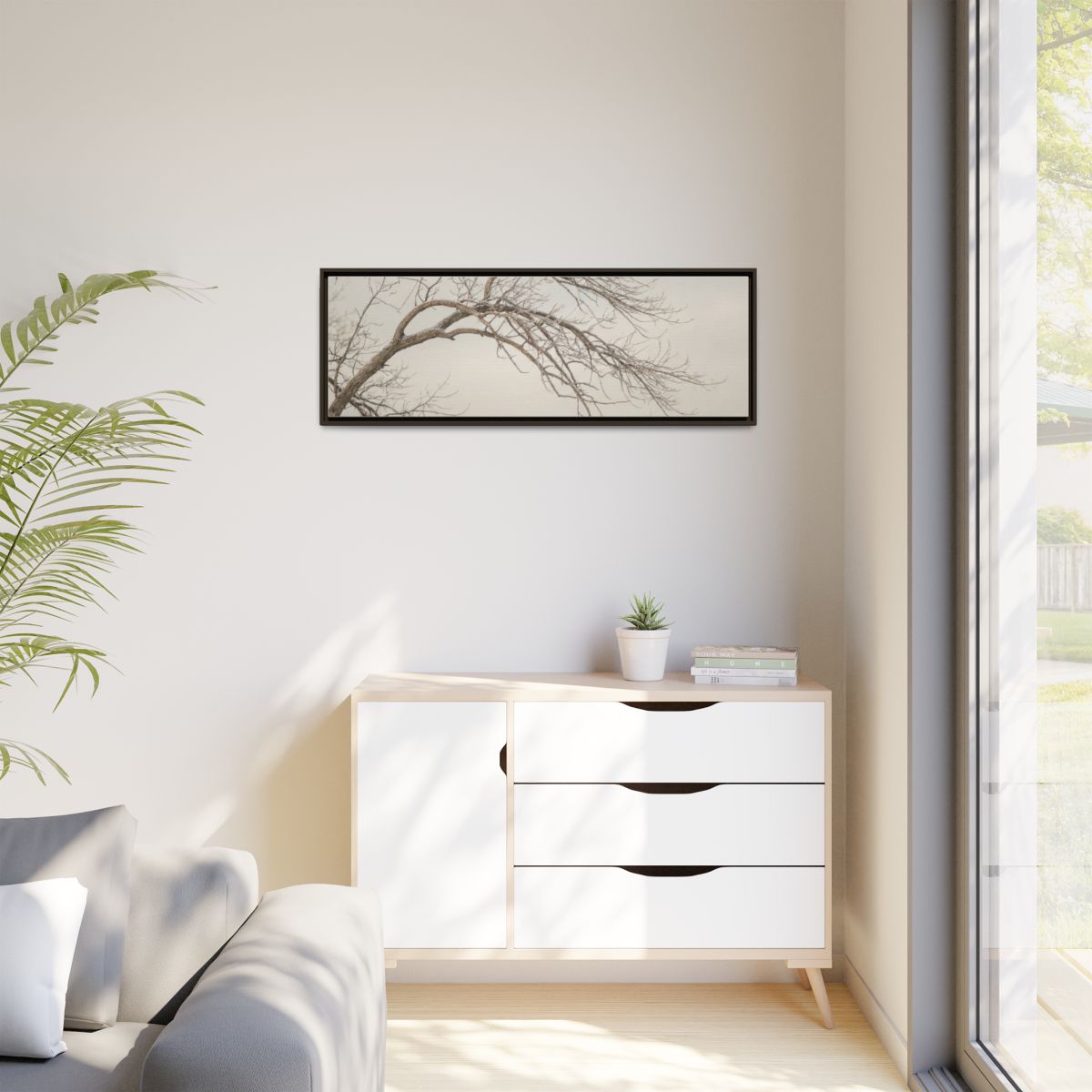 Matte Canvas, Framed - Winter Branch Solitude Landscape —......