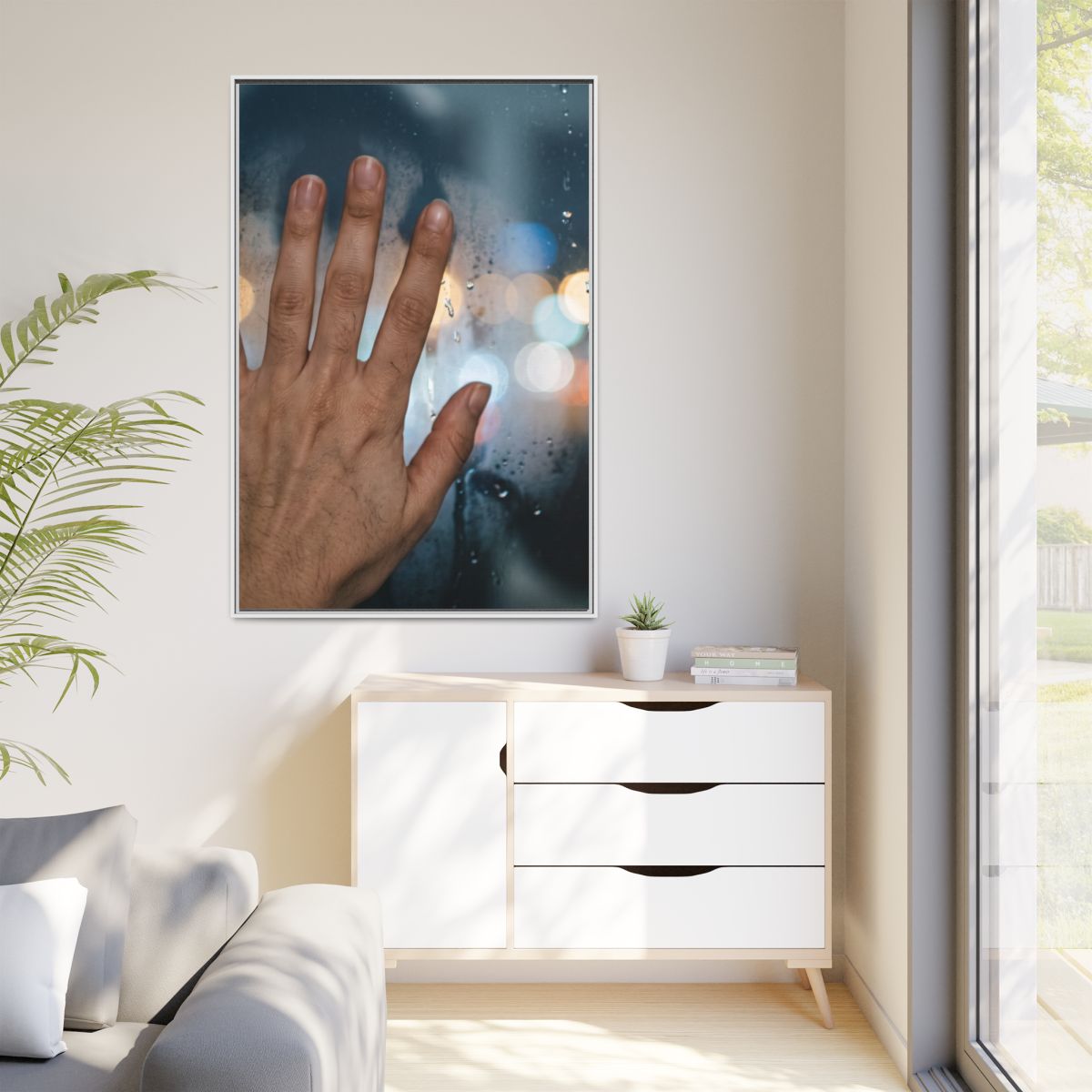 Portrait Framed Matte Canvas Rainy City Art