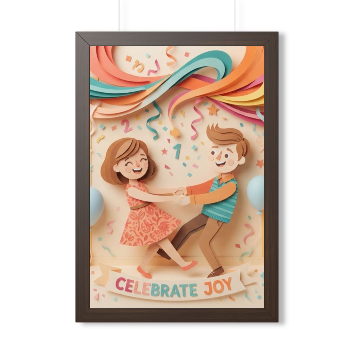 Framed Vertical Poster - Celebrate Joy Papercut Art... |...