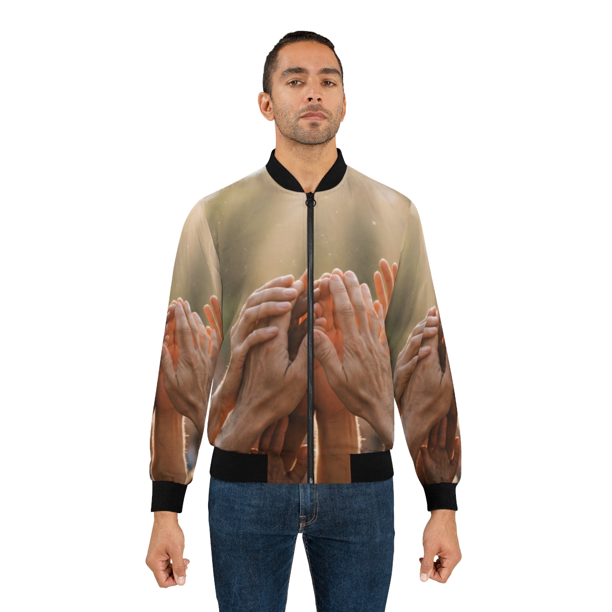 Men's Bomber Jacket - Golden Rays of Unity Wall Art |...