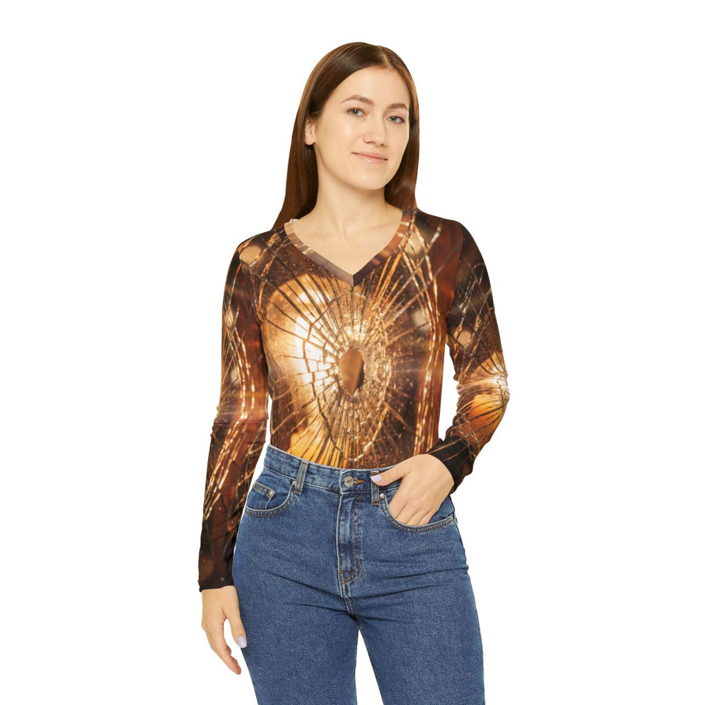 Women's Long Sleeve V-Neck - Amber Edge