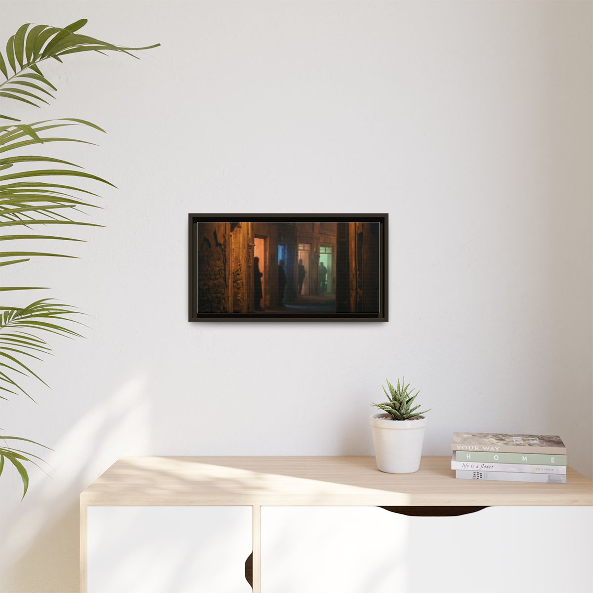 Matte Canvas, Framed - Shadowed Alleyway Mystery Art Print...