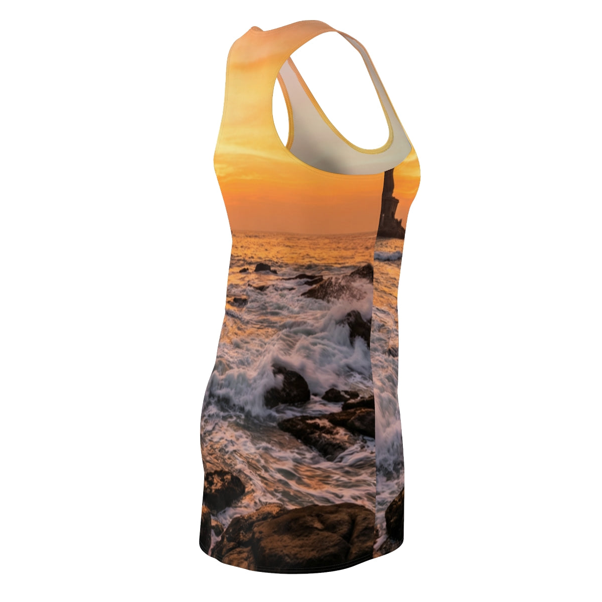 Women's Cut & Sew Racerback Dress - Golden Coastal Elegance
