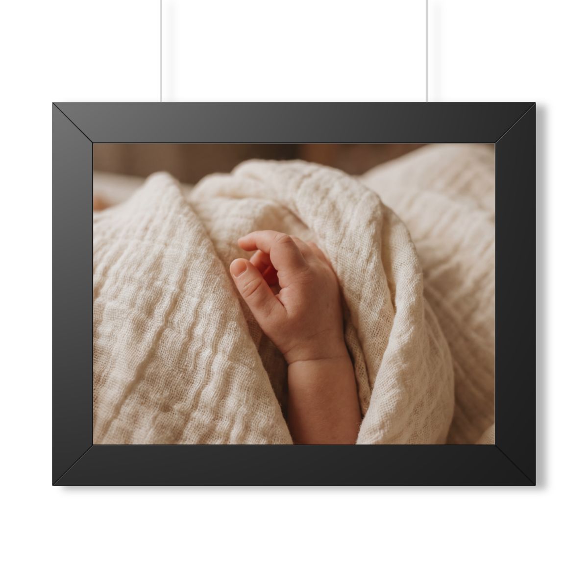 Framed Horizontal Poster - Tender Newborn Hand in Soft... |...