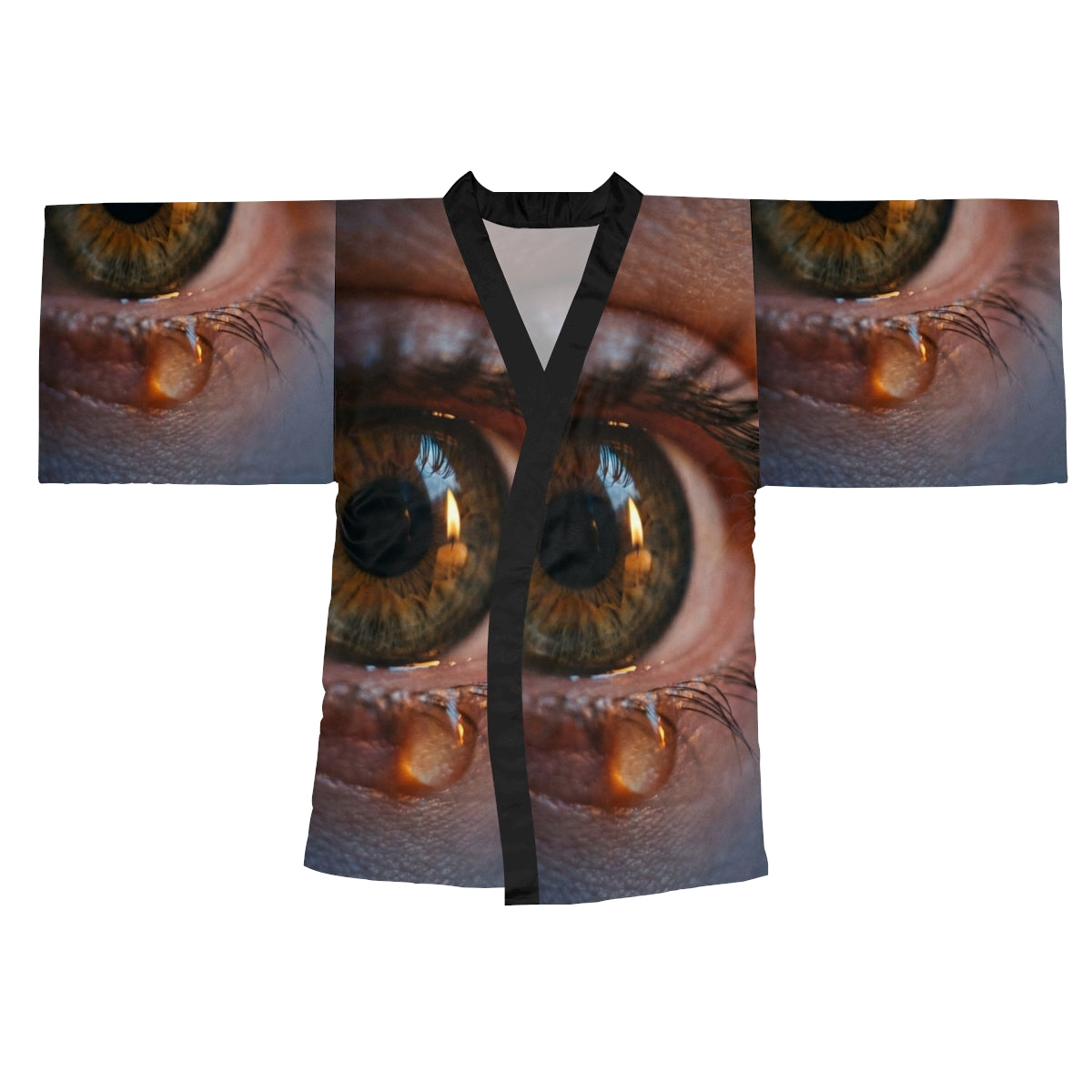 Long Sleeve Kimono Robe - Amber Iris Reflection Fine Art......