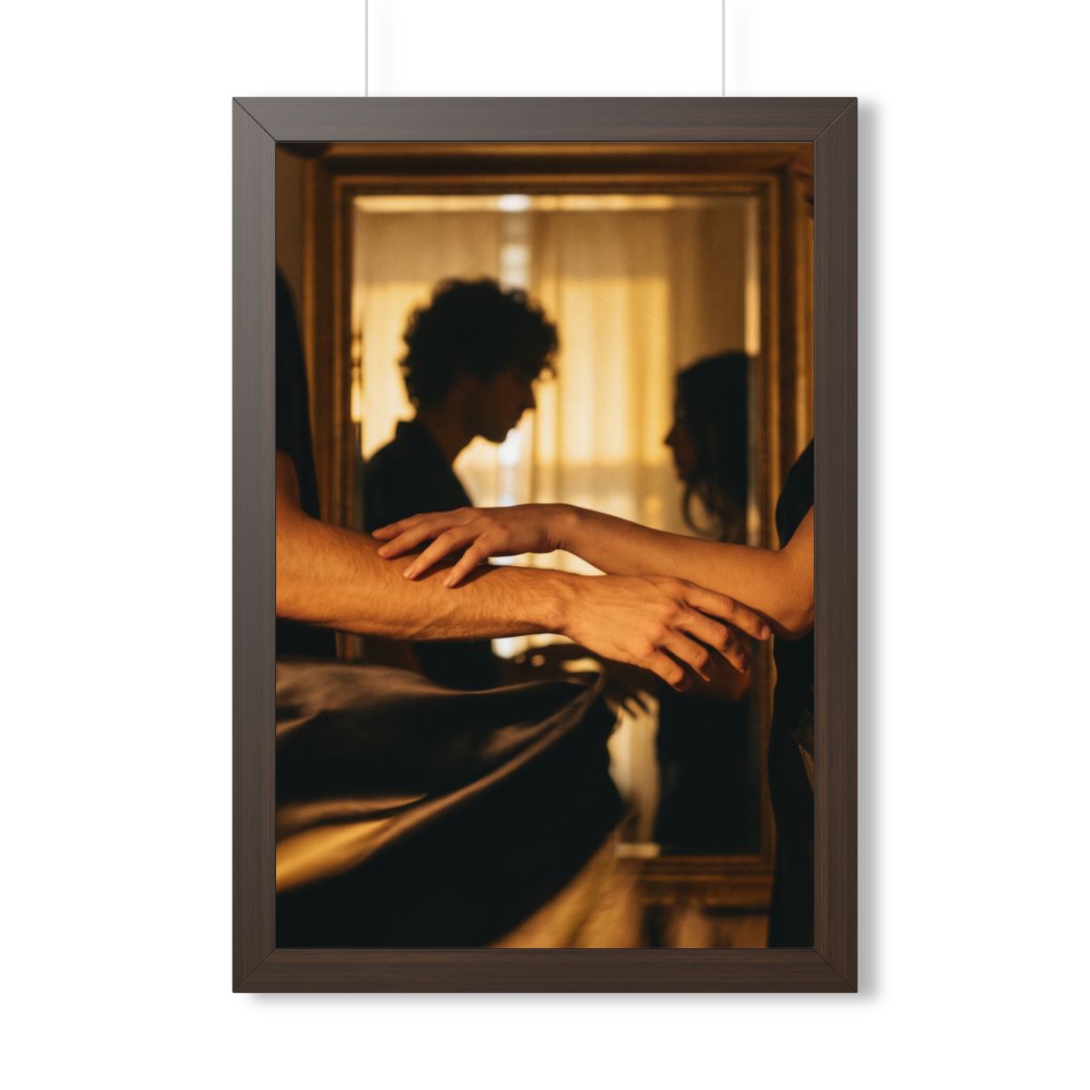 Framed Vertical Poster - Shadowed Silhouettes Romantic Art...