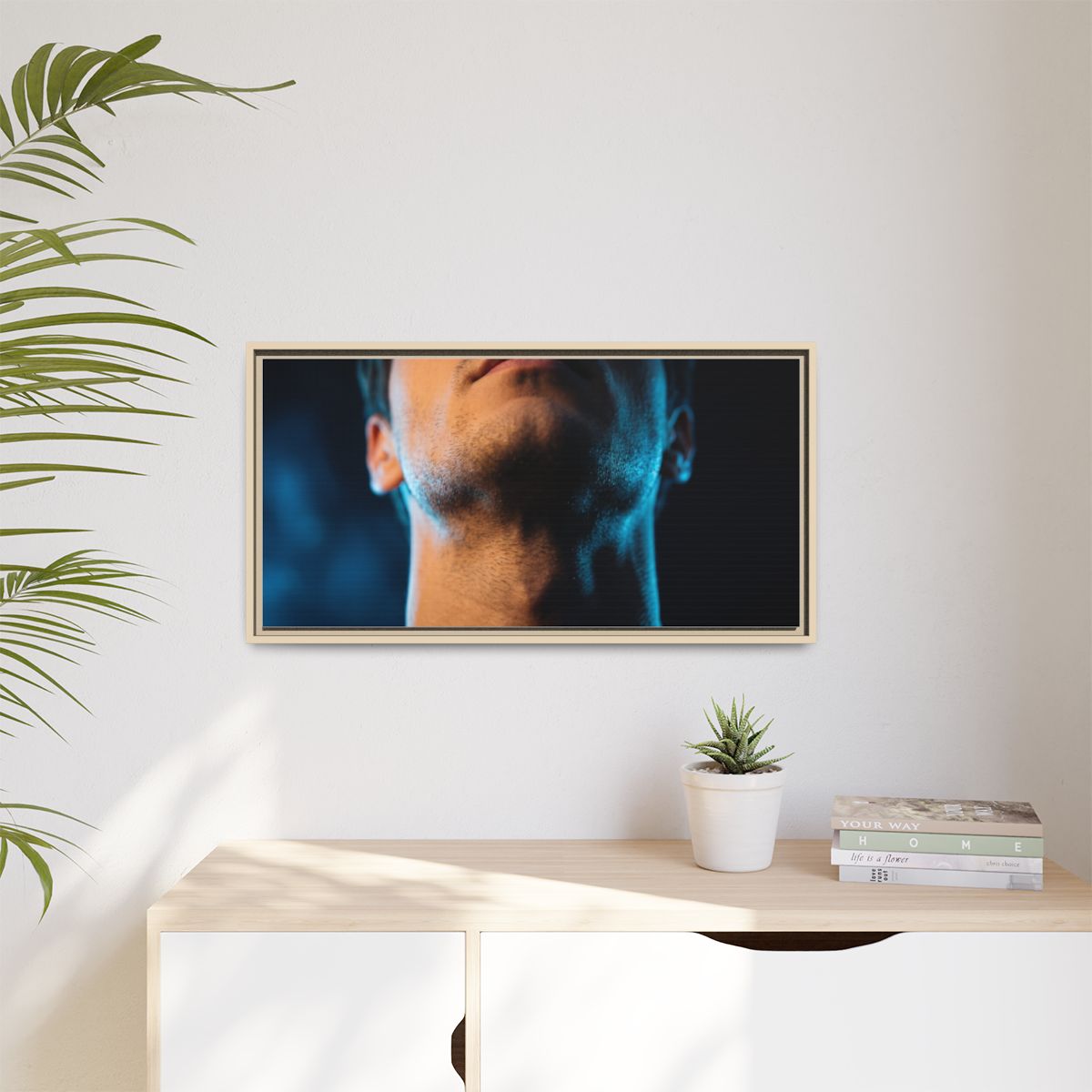 Matte Canvas, Framed - Neon Shadows Cinematic Portrait Art...